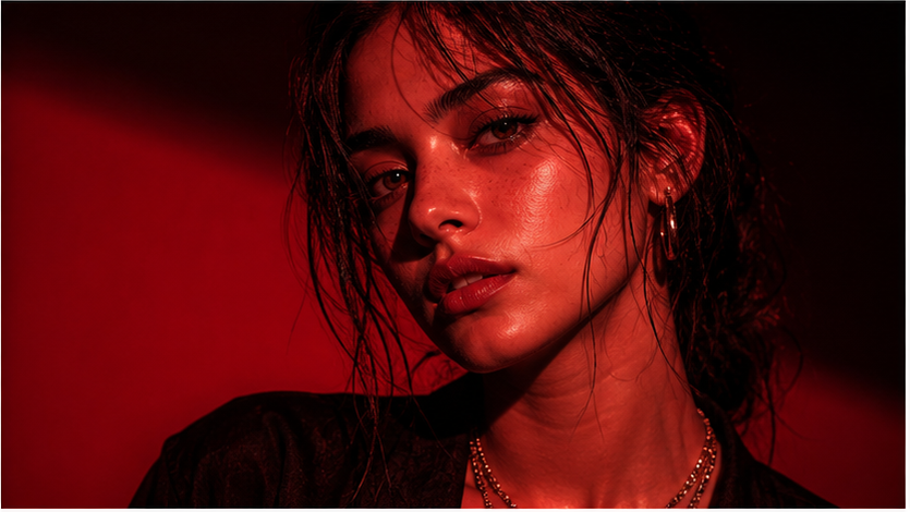 Red Studio Light Photo Prompt example 4