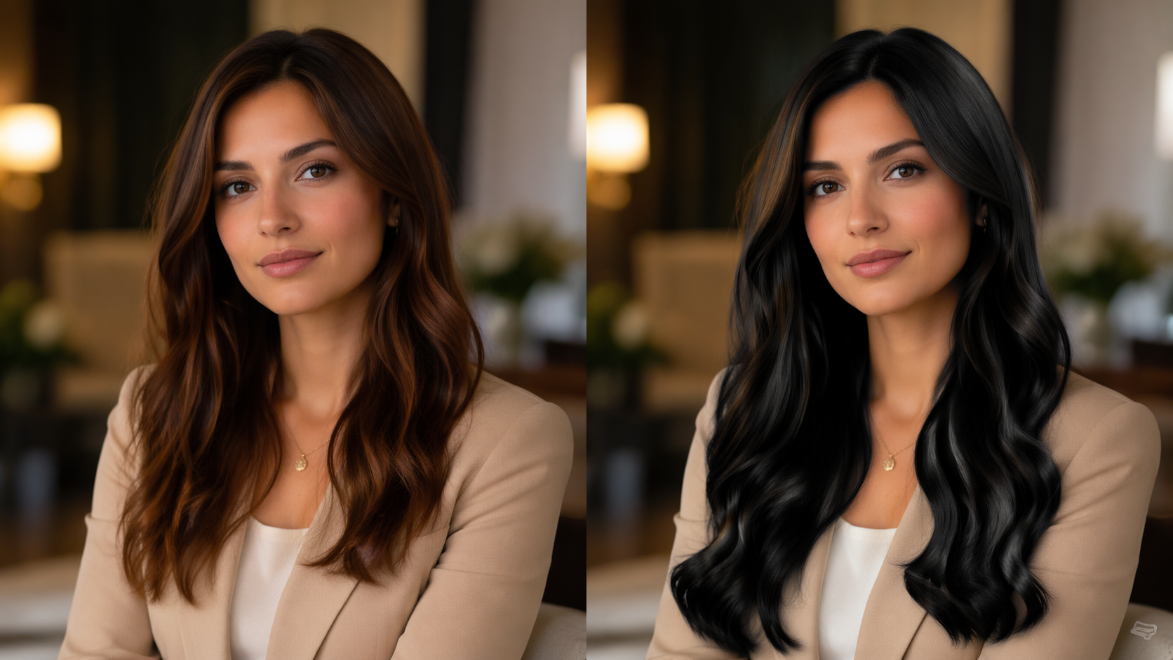Dreamina black hair filter prompt example 2: Long Black Hair Makeover