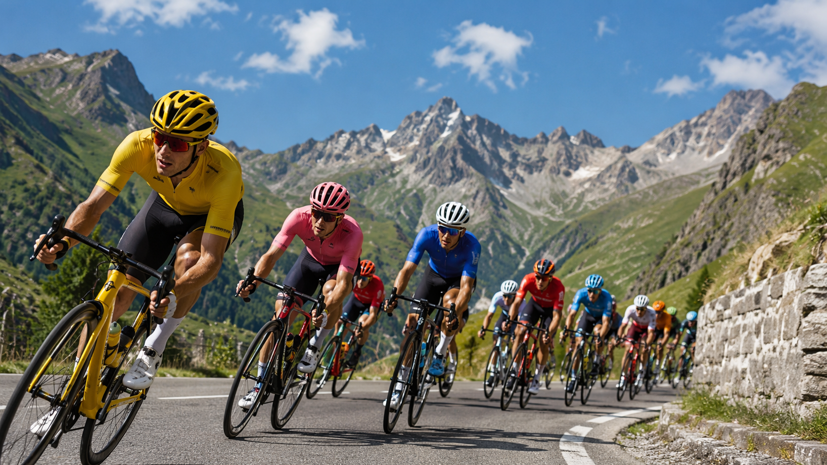 Dreamina Tour de France AI prompts prompt example 1: Mountain Stage Cyclist