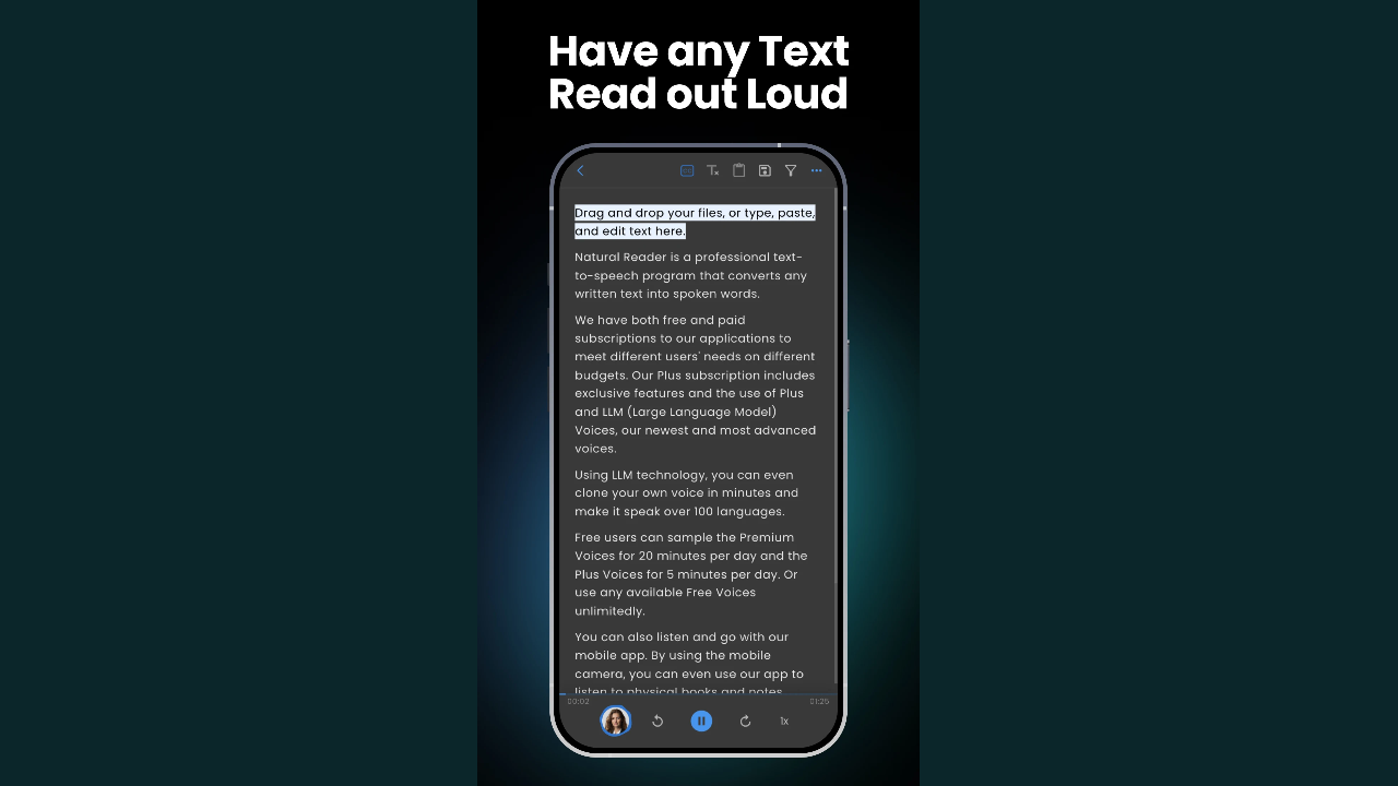 Інтерфейс додатку NaturalReader AI Voice