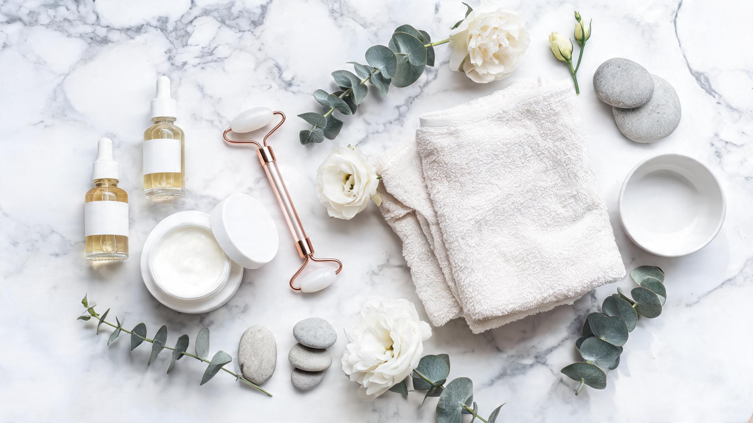 Beauty and skincare flat lay