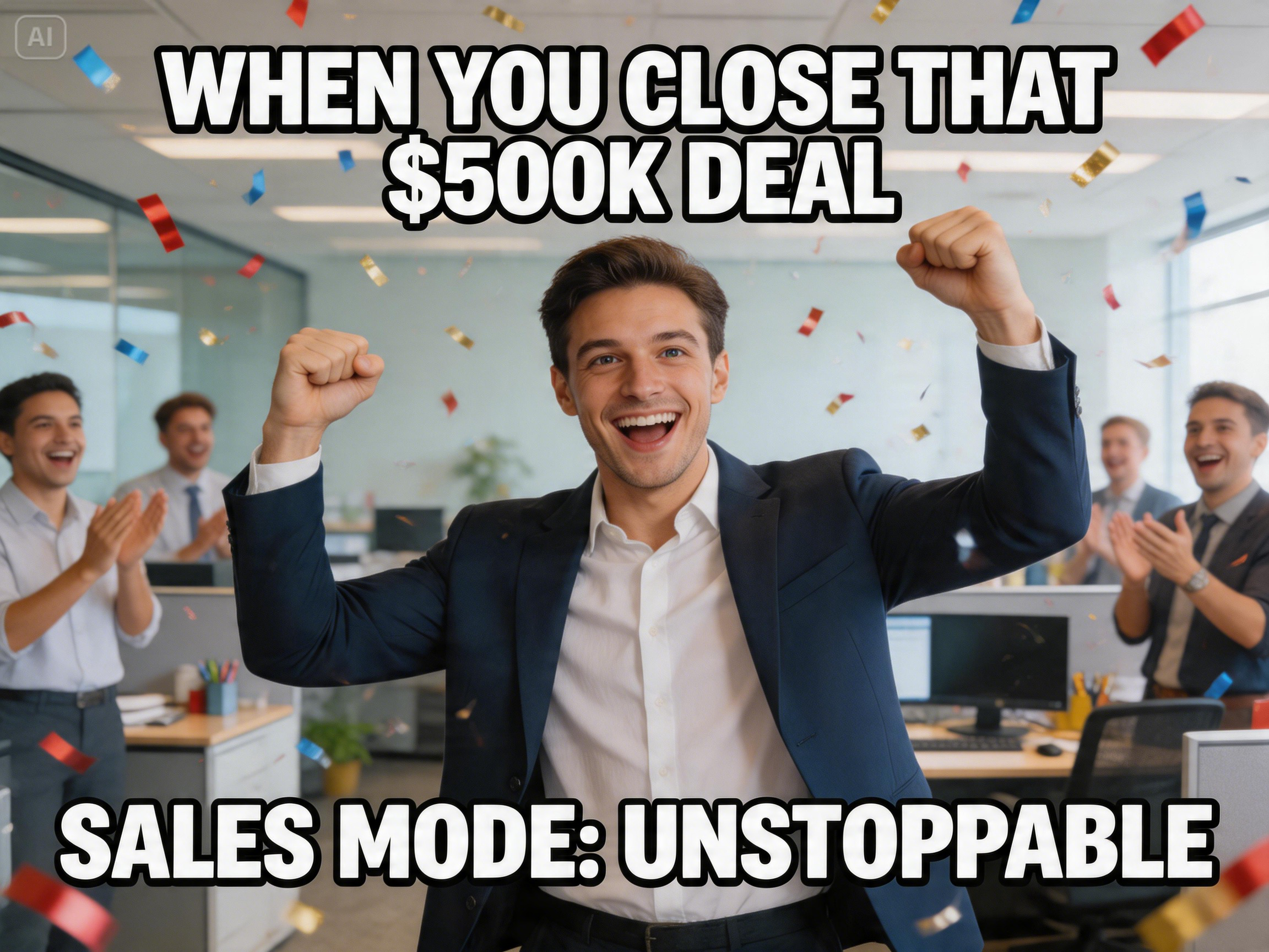 Prompt for a motivational sales meme