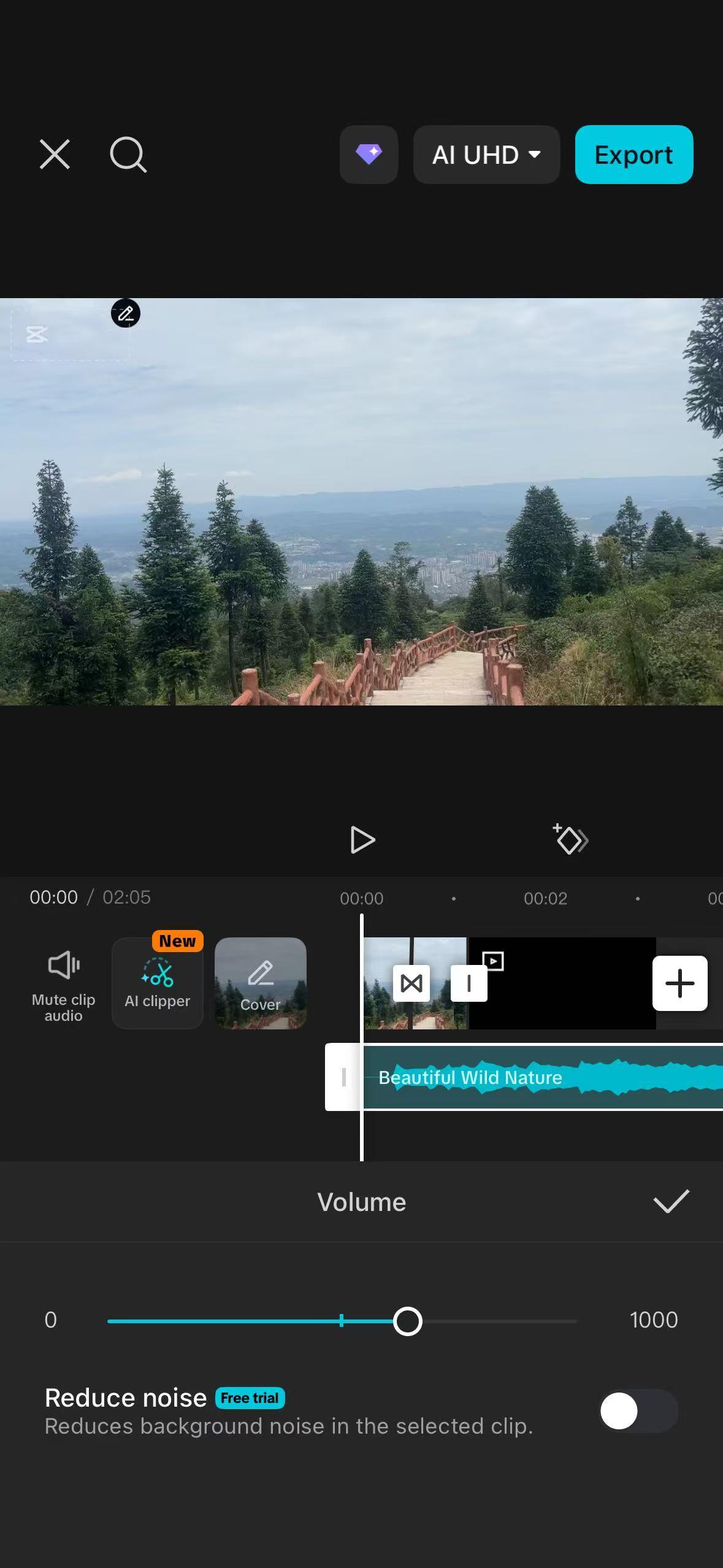 Regola l'audio nell' CapCut app
