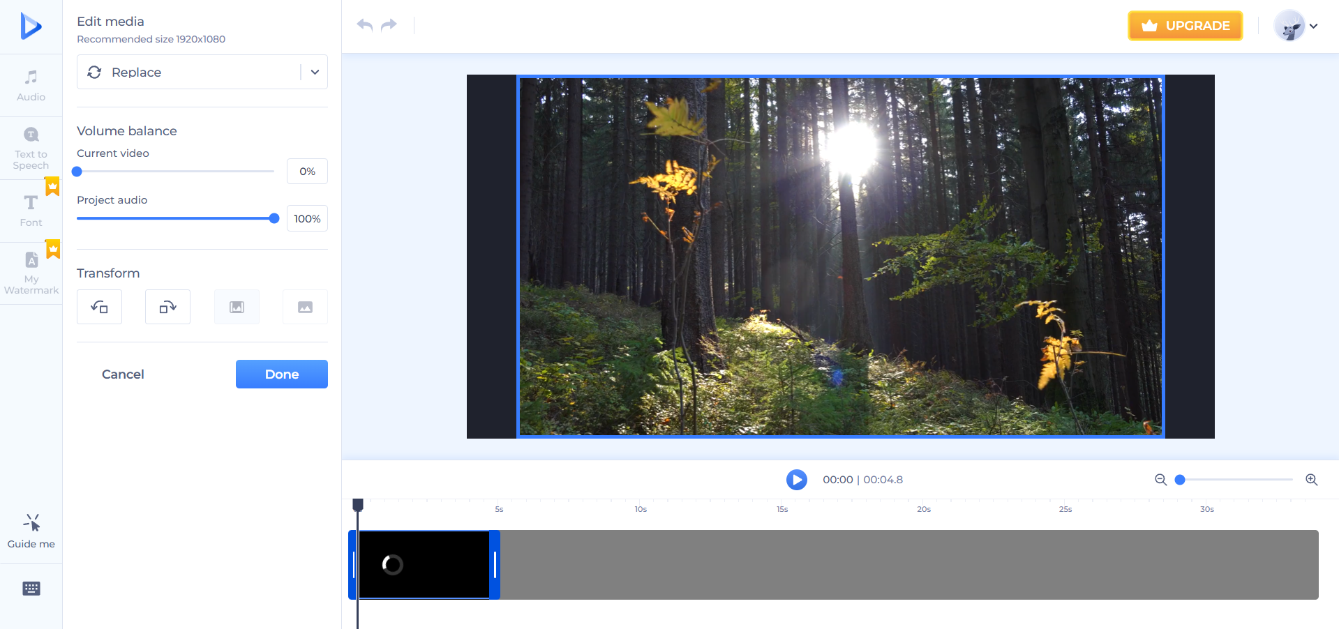 Interfața Renderforest