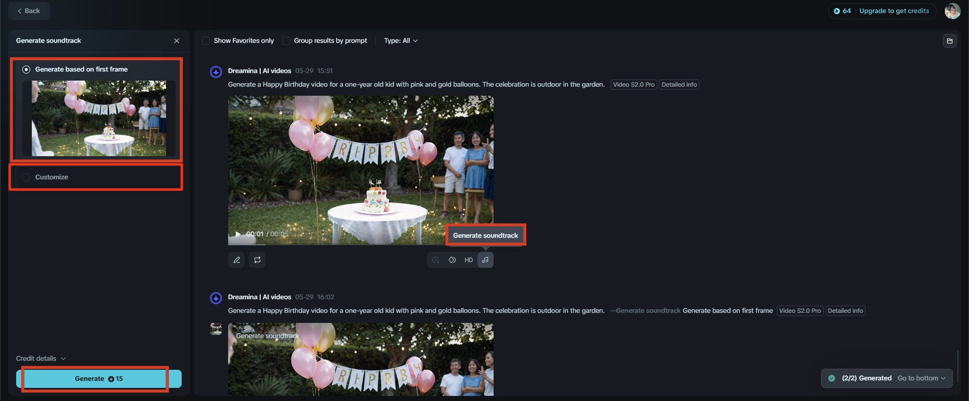 Generate film müziği ile müzik ekleyin