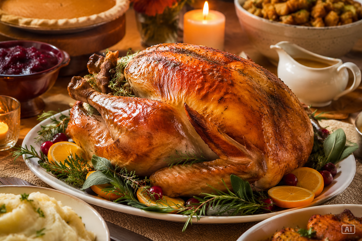 Roasted turkey centerpiece image generated by Pippit