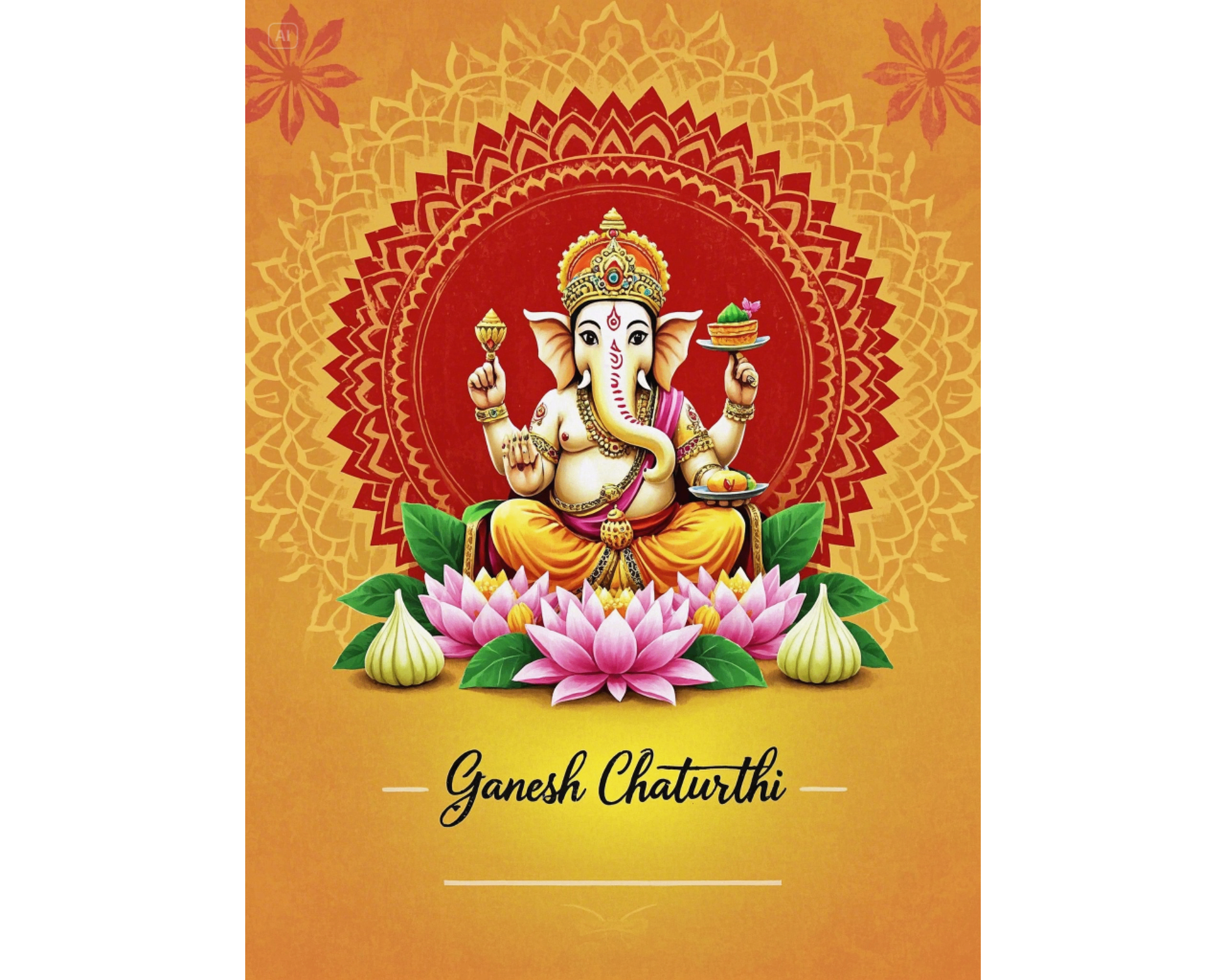 Design del biglietto d'invito della puja di Ganesh