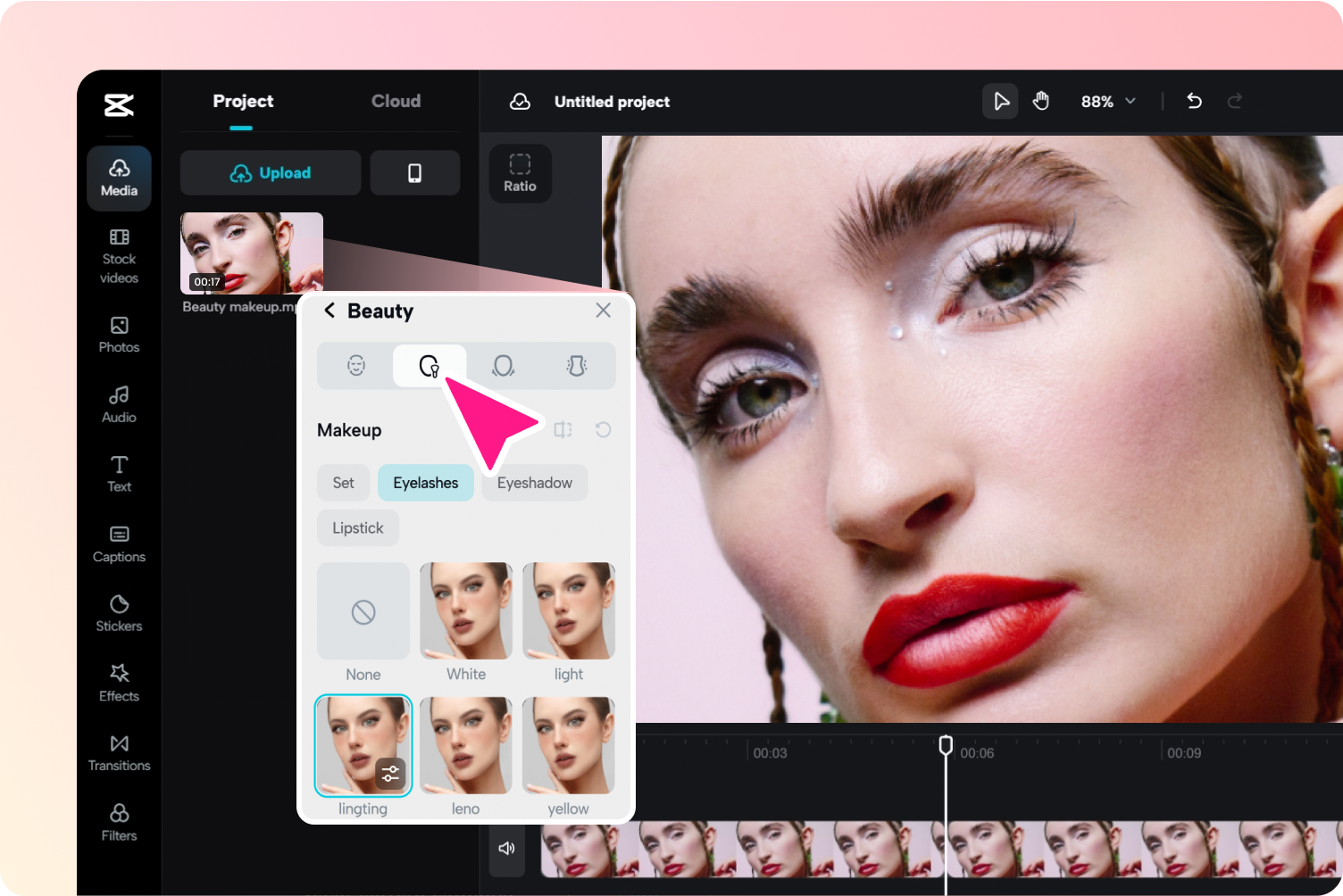 Verwenden Sie die Make-up-App