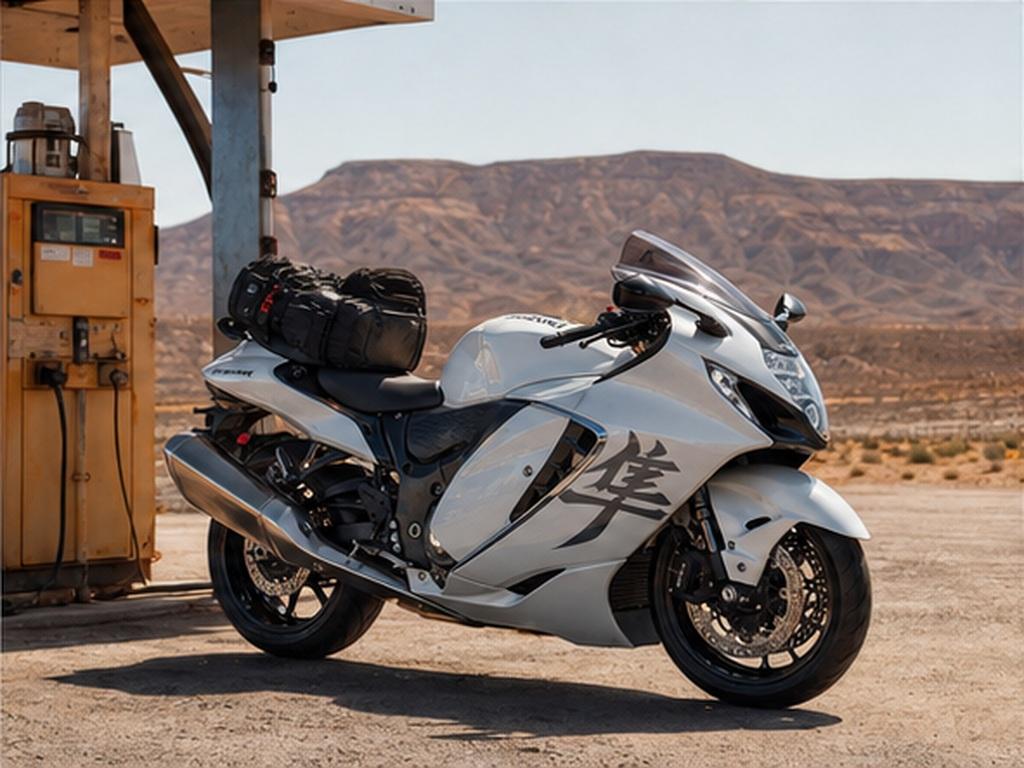 Suzuki Hayabusa AI Prompt prompt example 5 - Desert touring stop