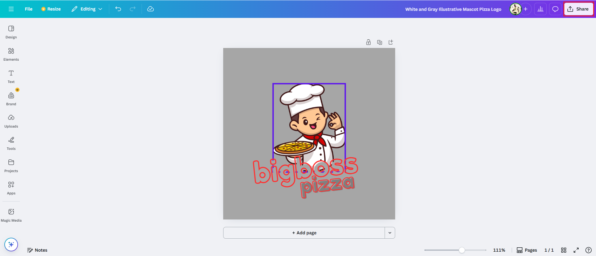 Salva e utilizza il tuo logo