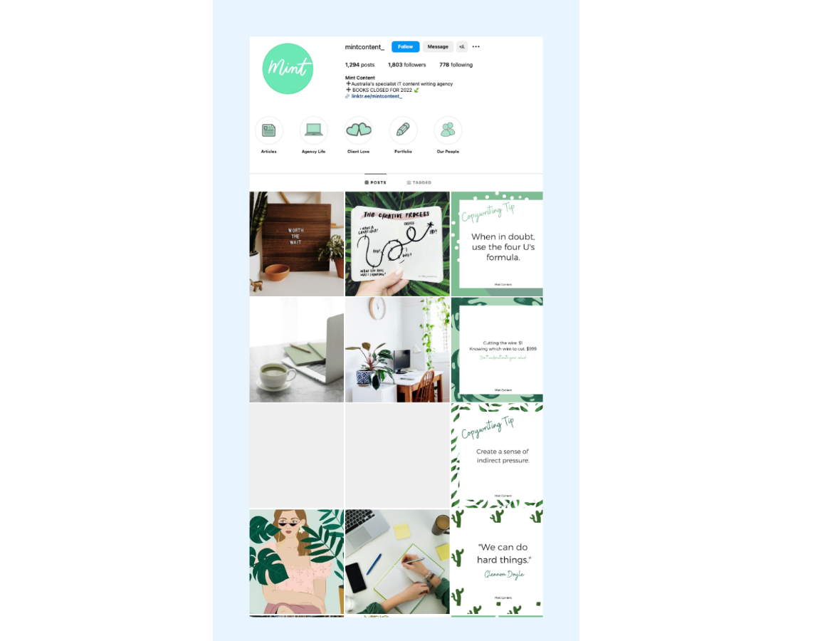 Ligne verticale - une disposition de profil Instagram accrocheuse