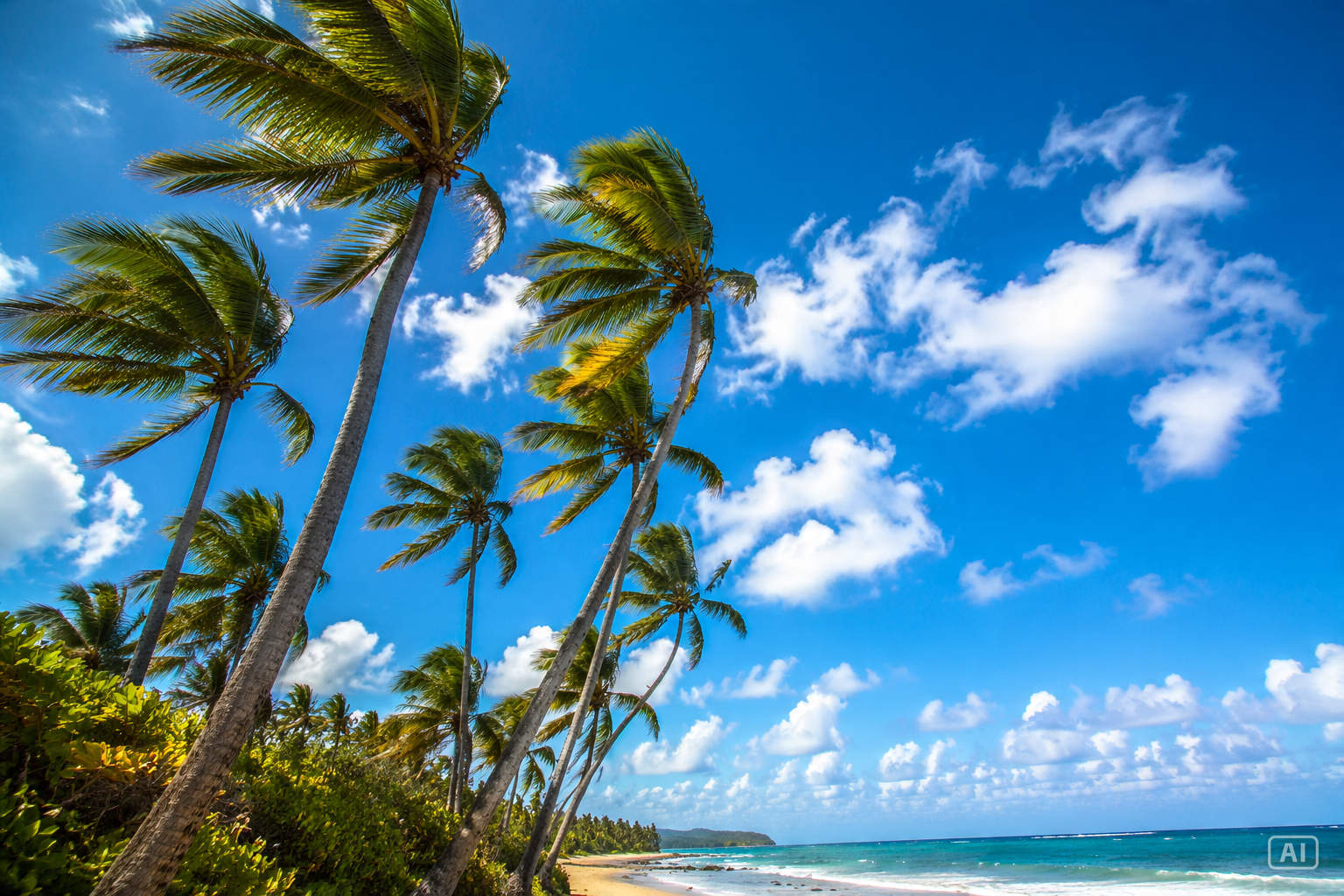 Palm trees beach wallpaper generated by Pippit