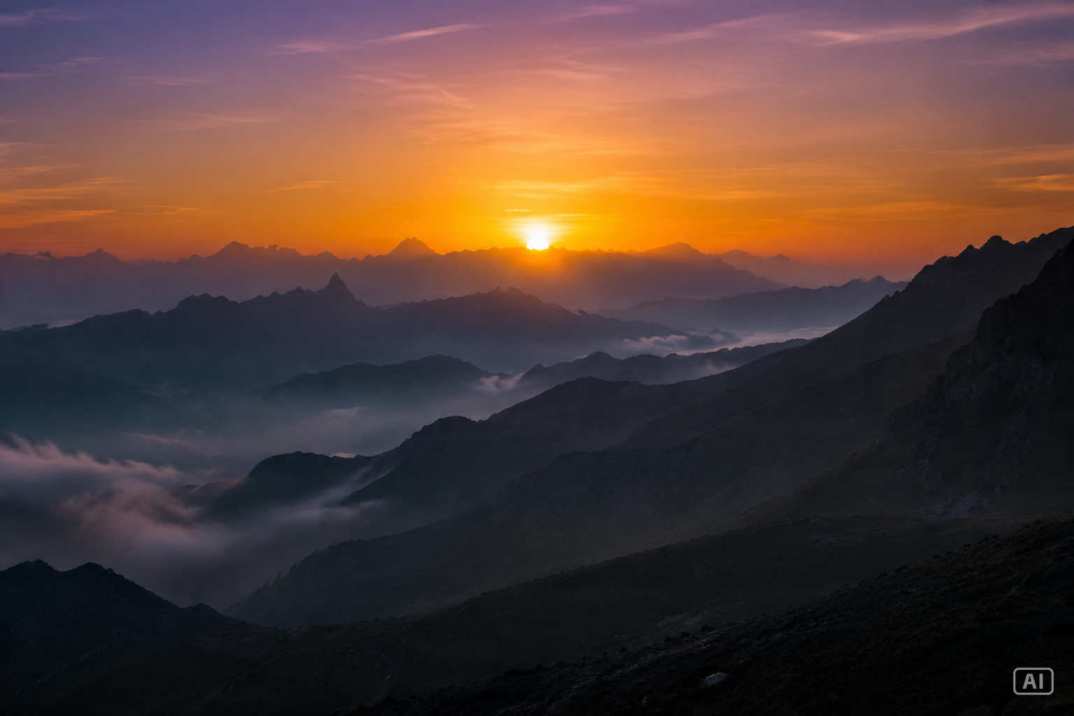 Mountain sunset image generated by Pippit