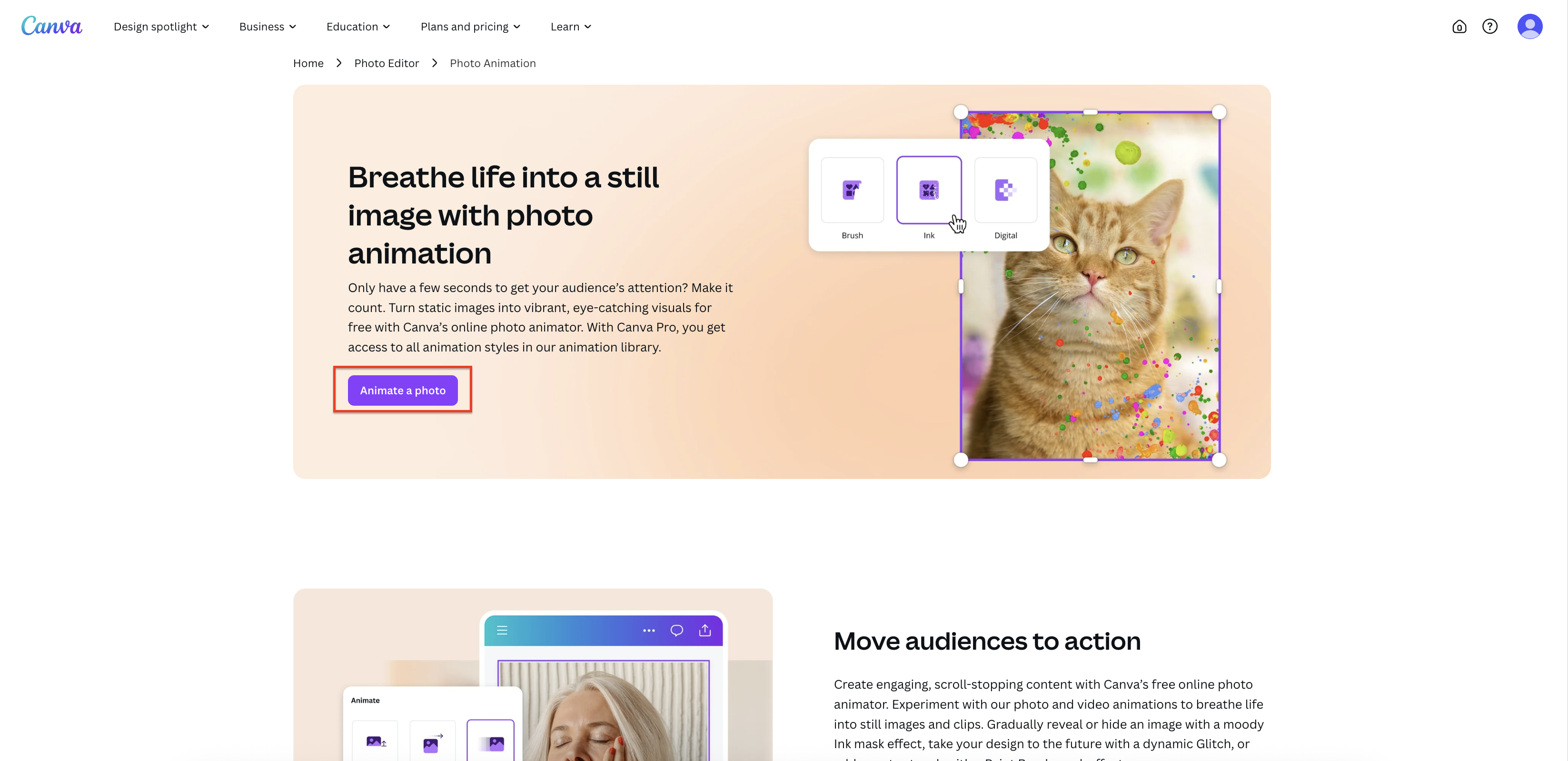 Startseite des Fotoanimators