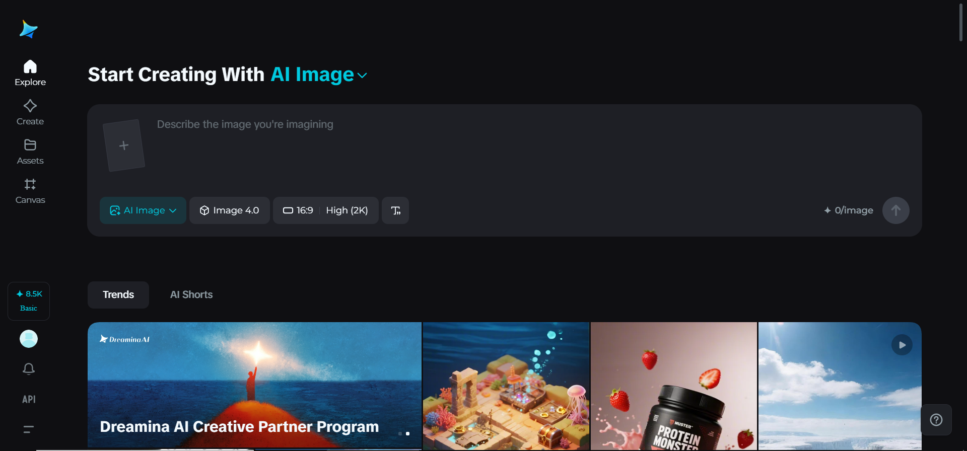 Dreamina ana sayfası