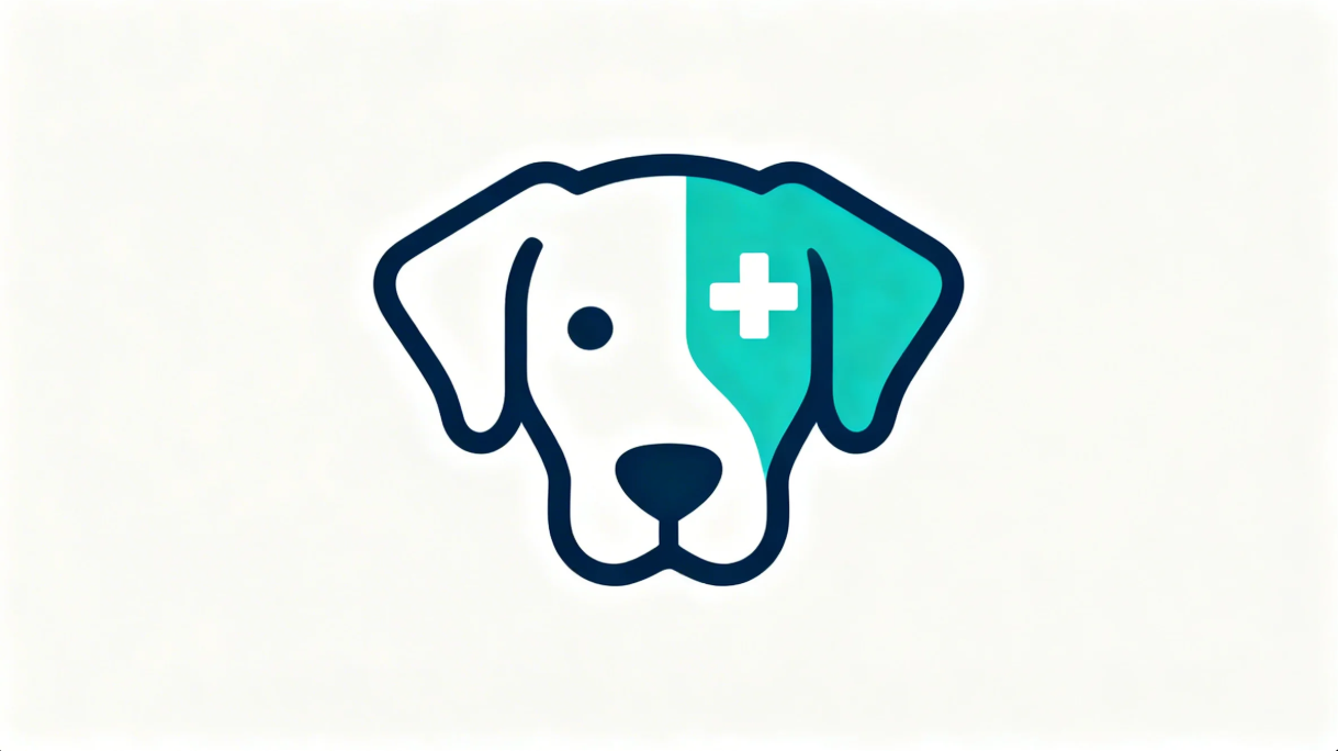Hundekopf mit medizinischem Kreuz als professionelles Logo