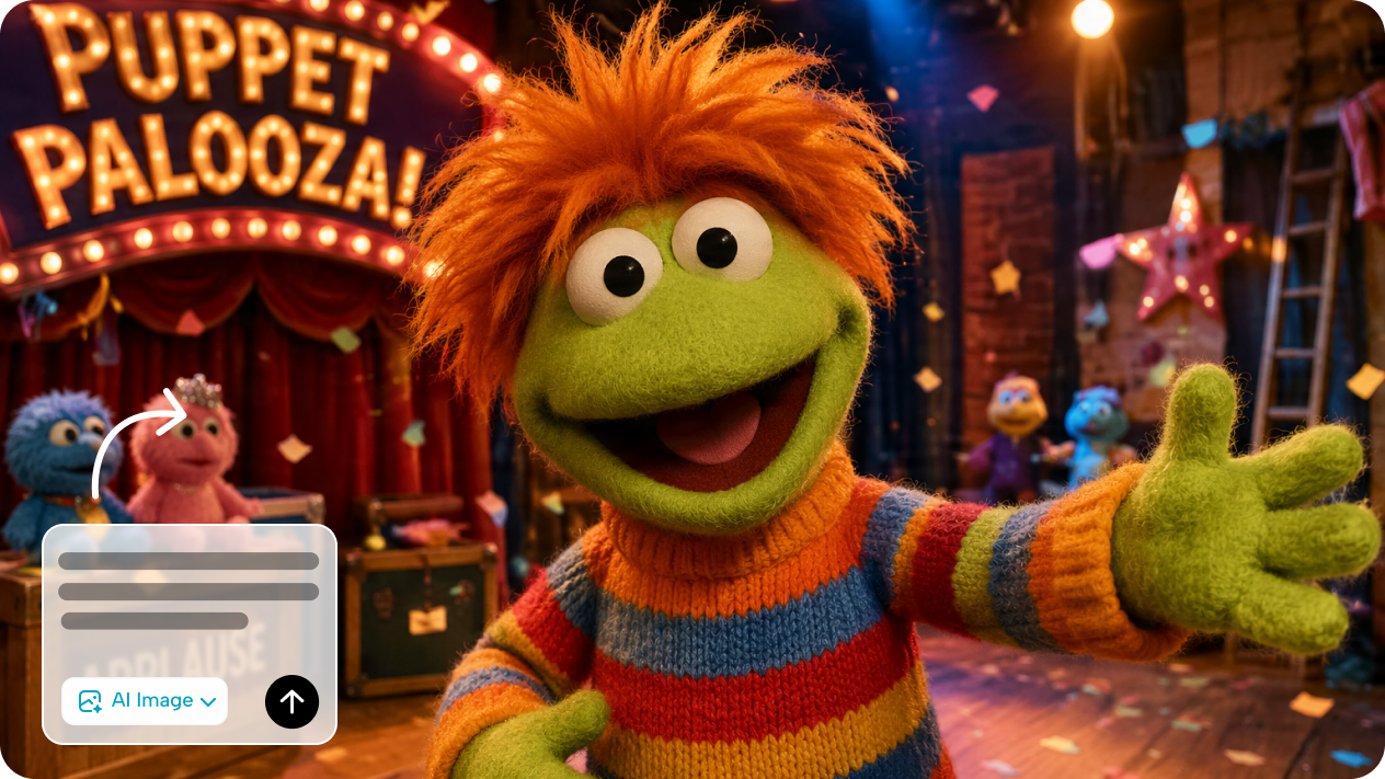 Generate original muppet characters from text descriptions