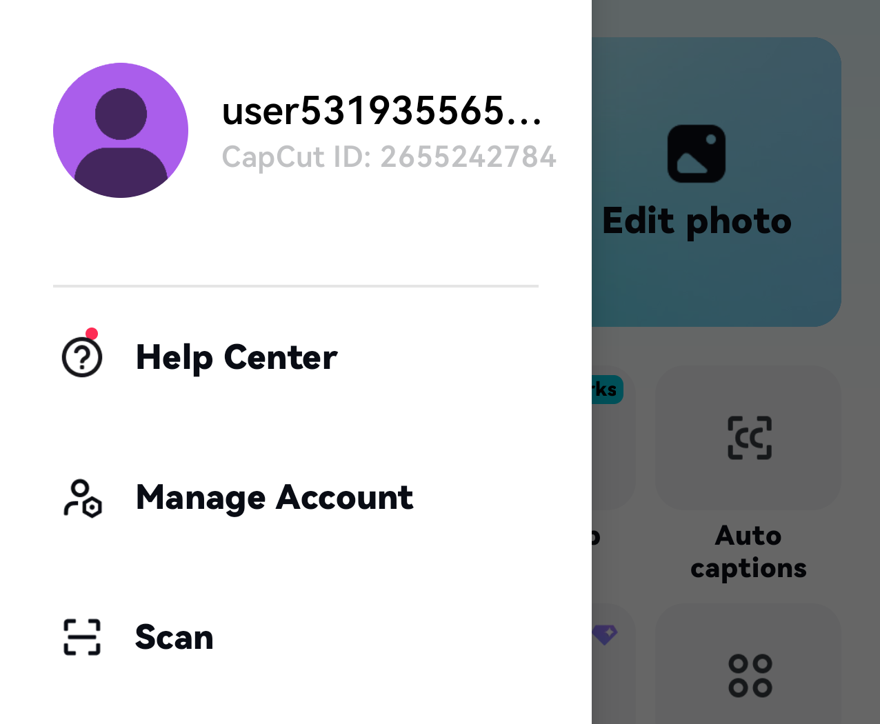 Apri la funzione "Scan"
