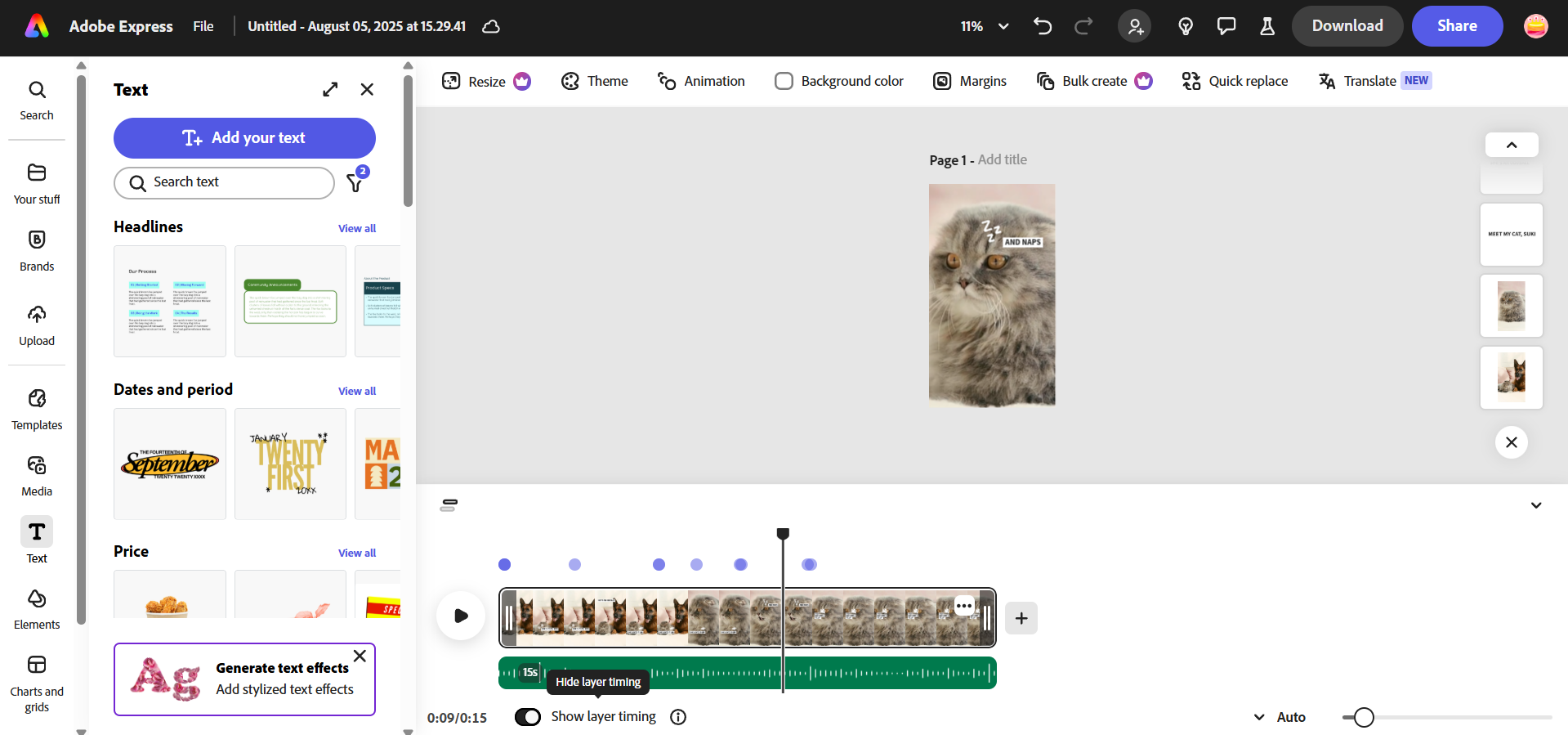 Adobe Express-Oberfläche
