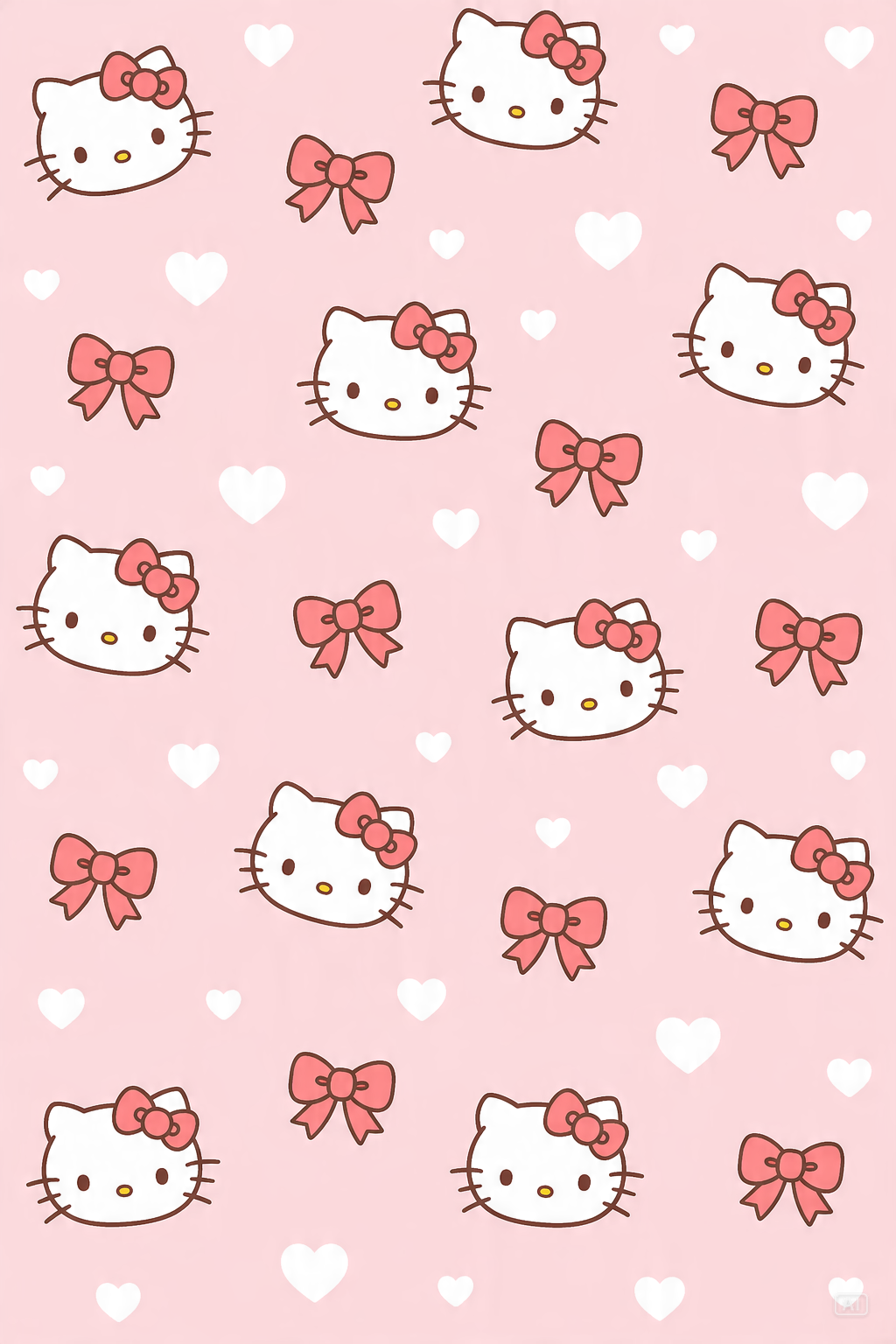 Hello Kitty minimalist pink ribbon phone wallpaper generated by Pippit