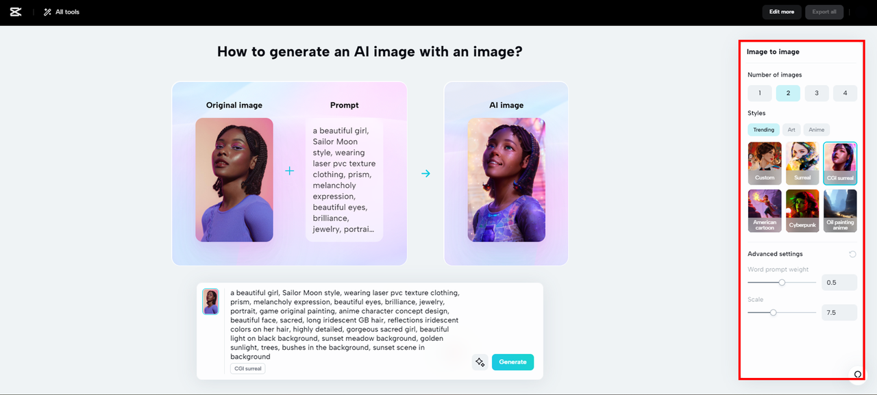 Personalizando IA imagem gerada