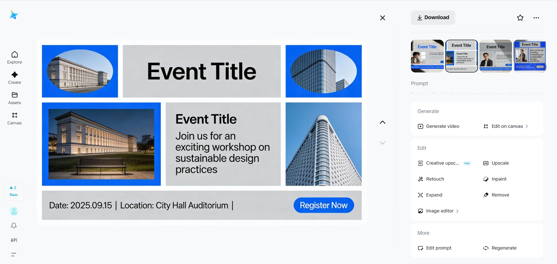 a flexible format poster template with layout modules