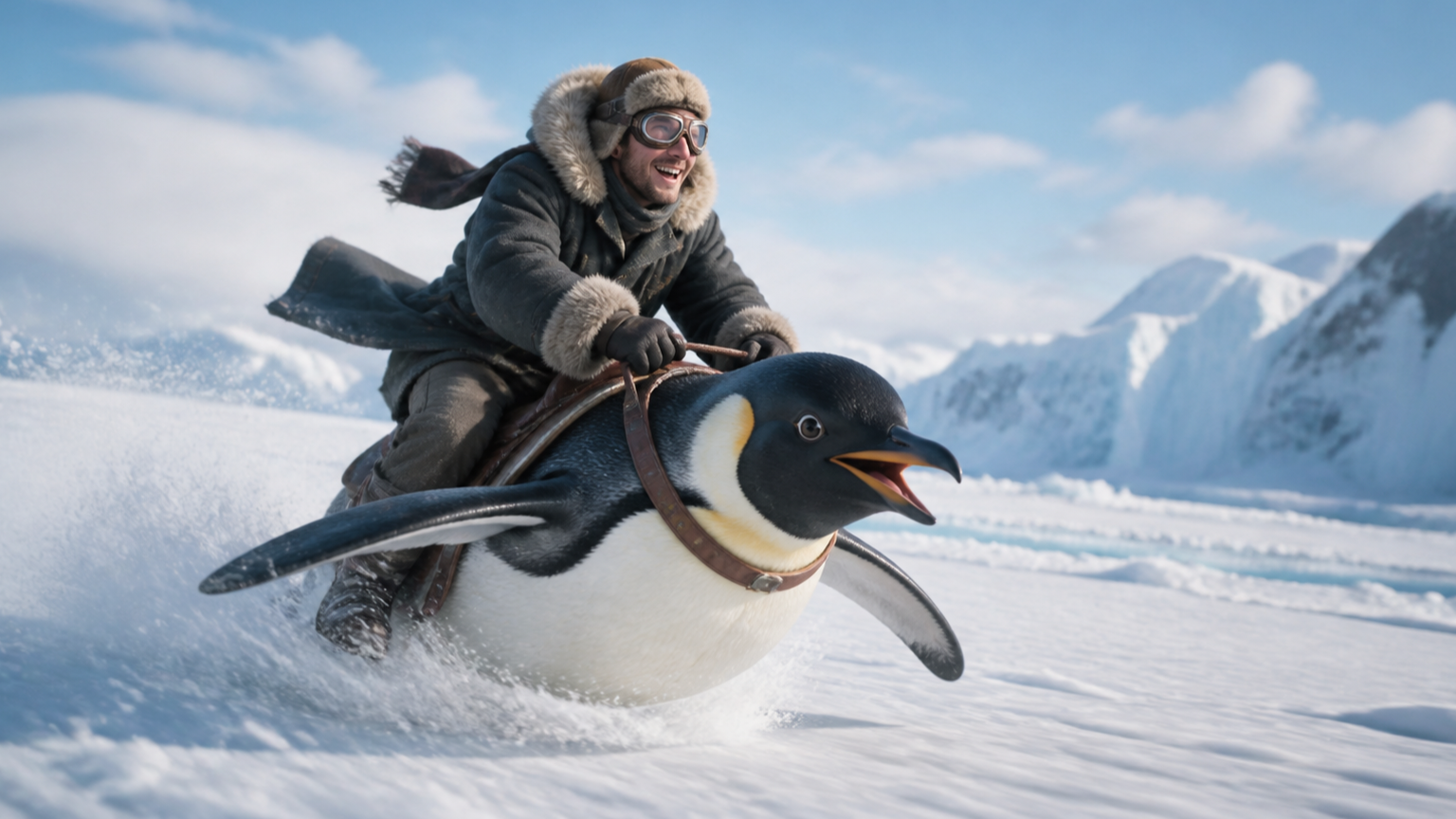 Hình ảnh anh hùng Penguin Ride AI Video Effect