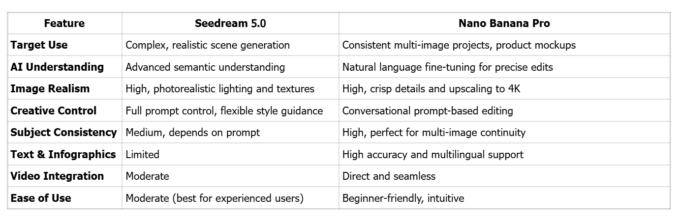 Seedream 5.0 kontra Nano Banana Pro