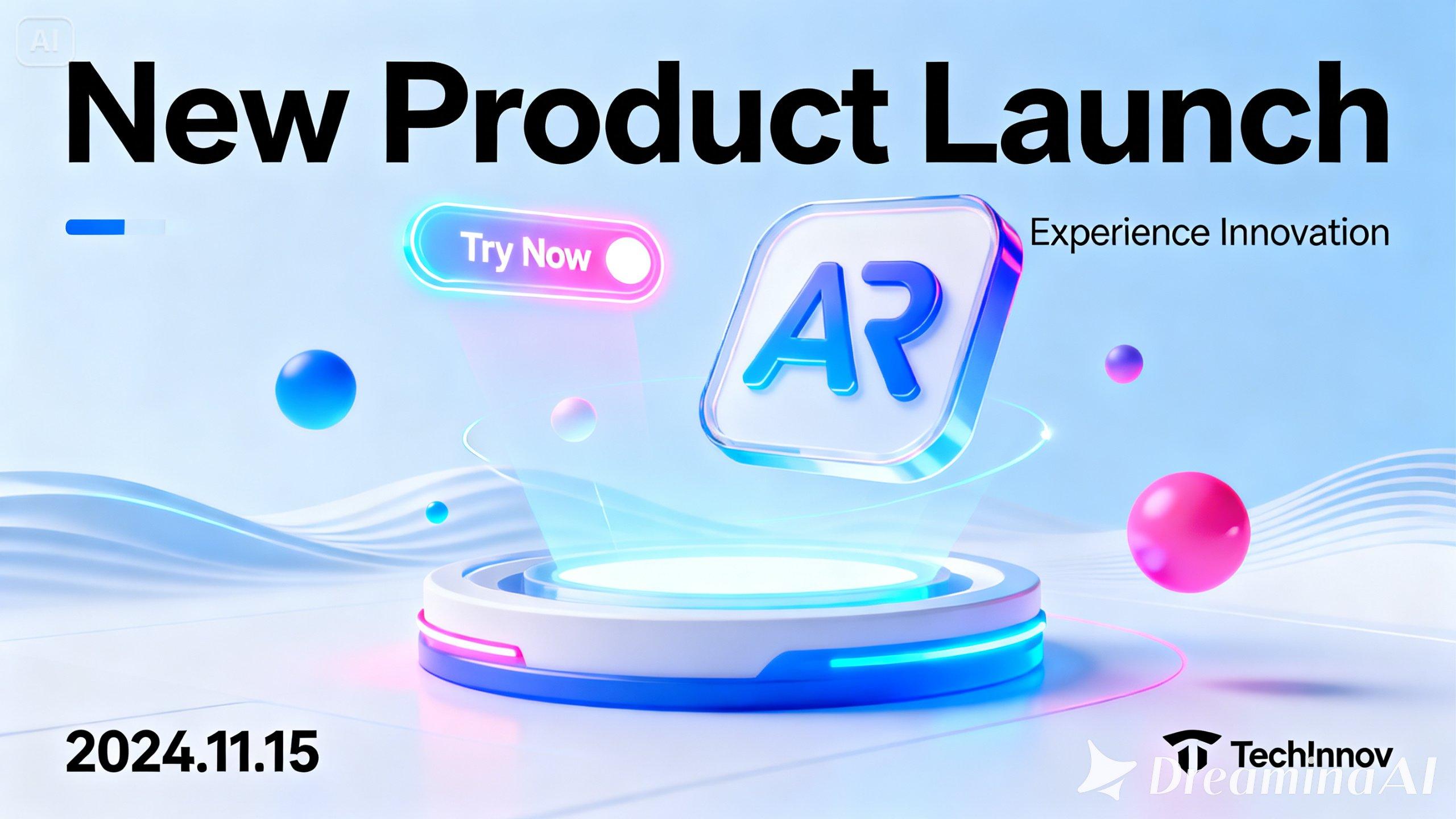 Product launch poster with interactive elements and animations