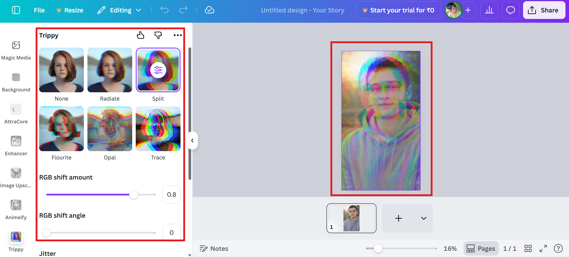 Upload an image & select from glitch styles