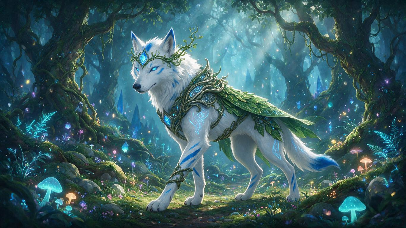Prompt for a mystical forest werewolf