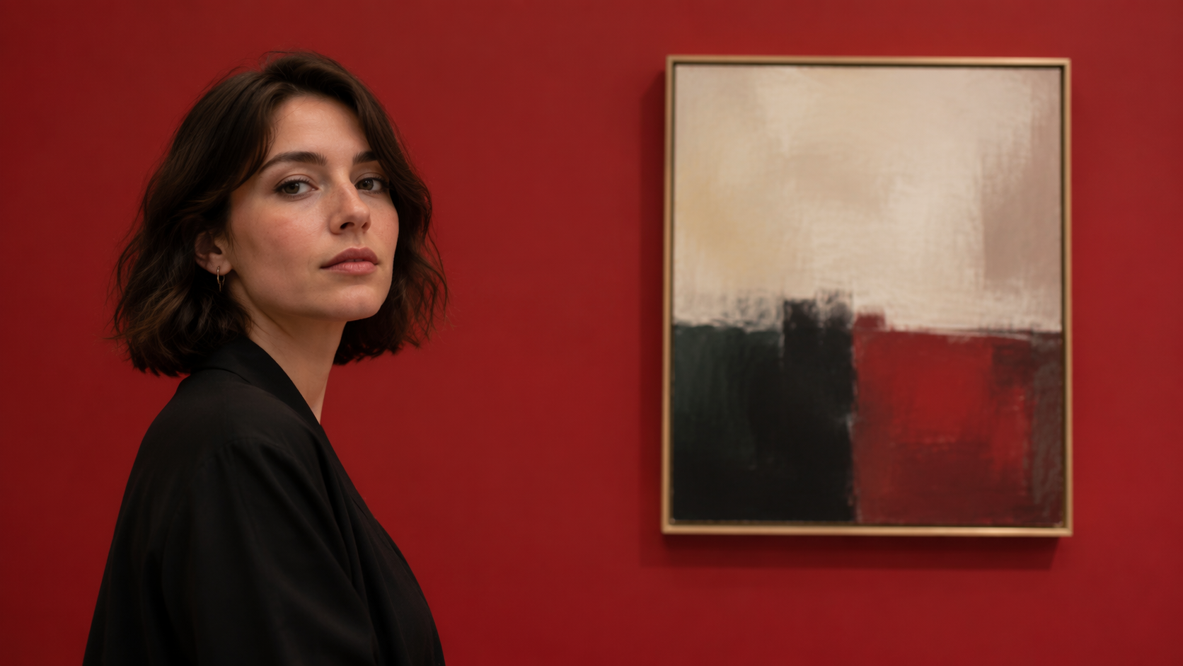 Dreamina Red Wall Gallery Portrait prompt example 5: Natural Skin Detail Shot
