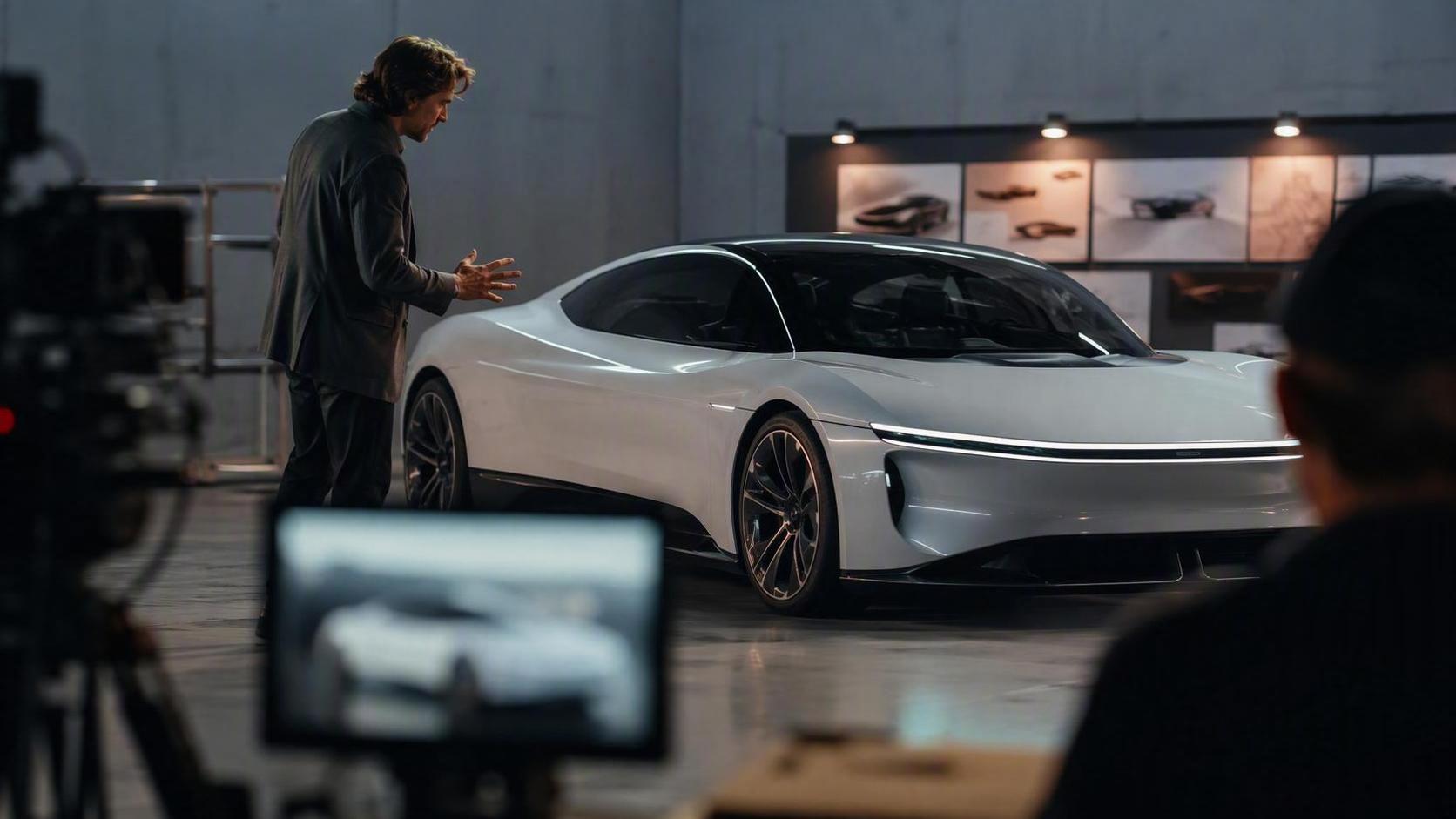 Realistic cinematic visual for Car Design Video: designer review film scene, topic-specific Dreamina prompt preview with no text, UI, logo, or watermark.