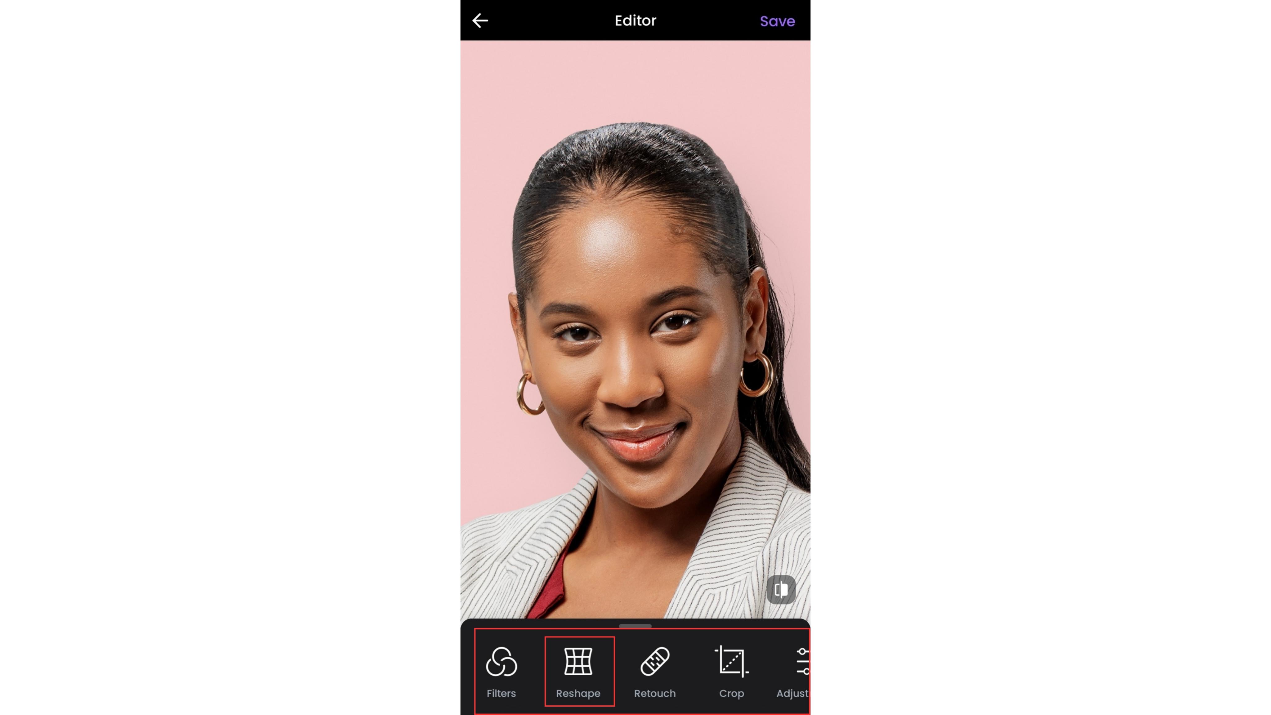 Adjust face with Reshape tool
