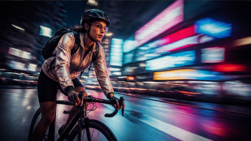 Background Motion Blur AI Photo Editing Prompts — Neon Cycling Motion