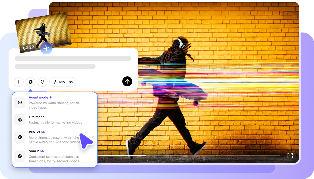 Générateur vidéo IA pour effet vidéo glitch.