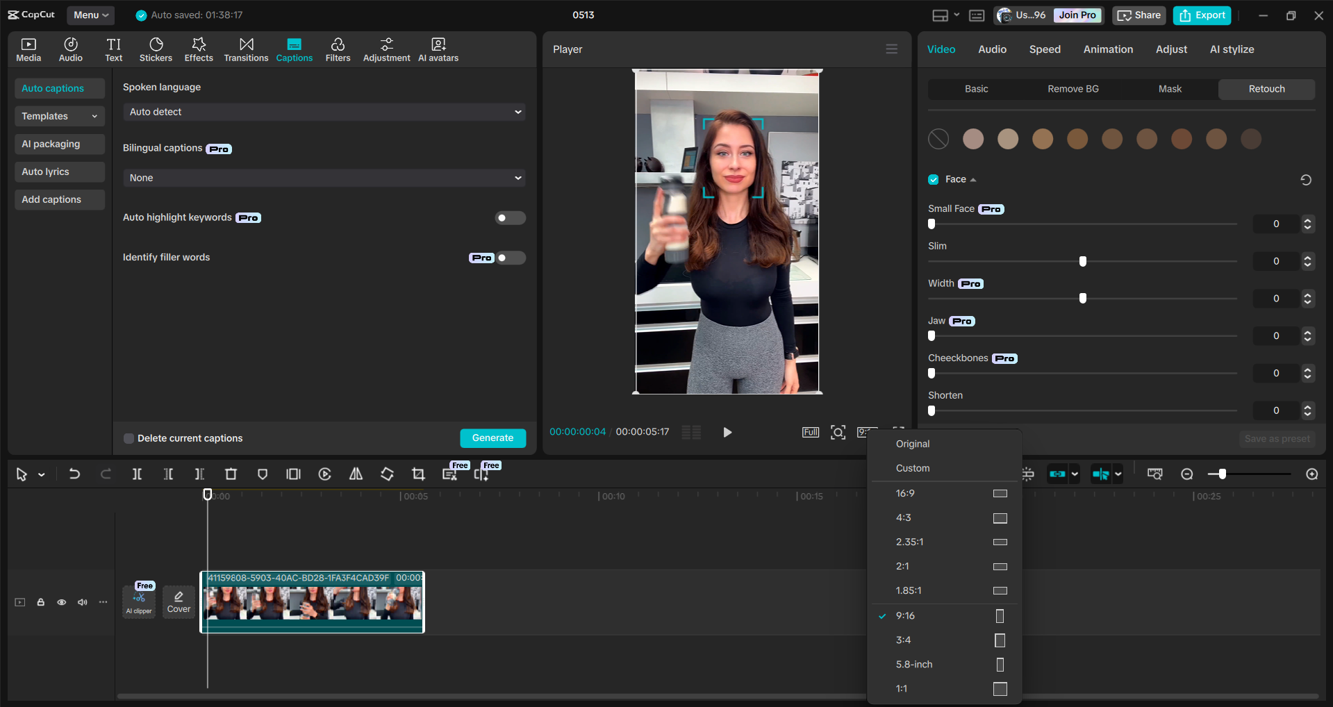 Schnittstelle des CapCut Desktop-Video-Editors - ein intuitives Tool zur Bearbeitung von Instagram Reels