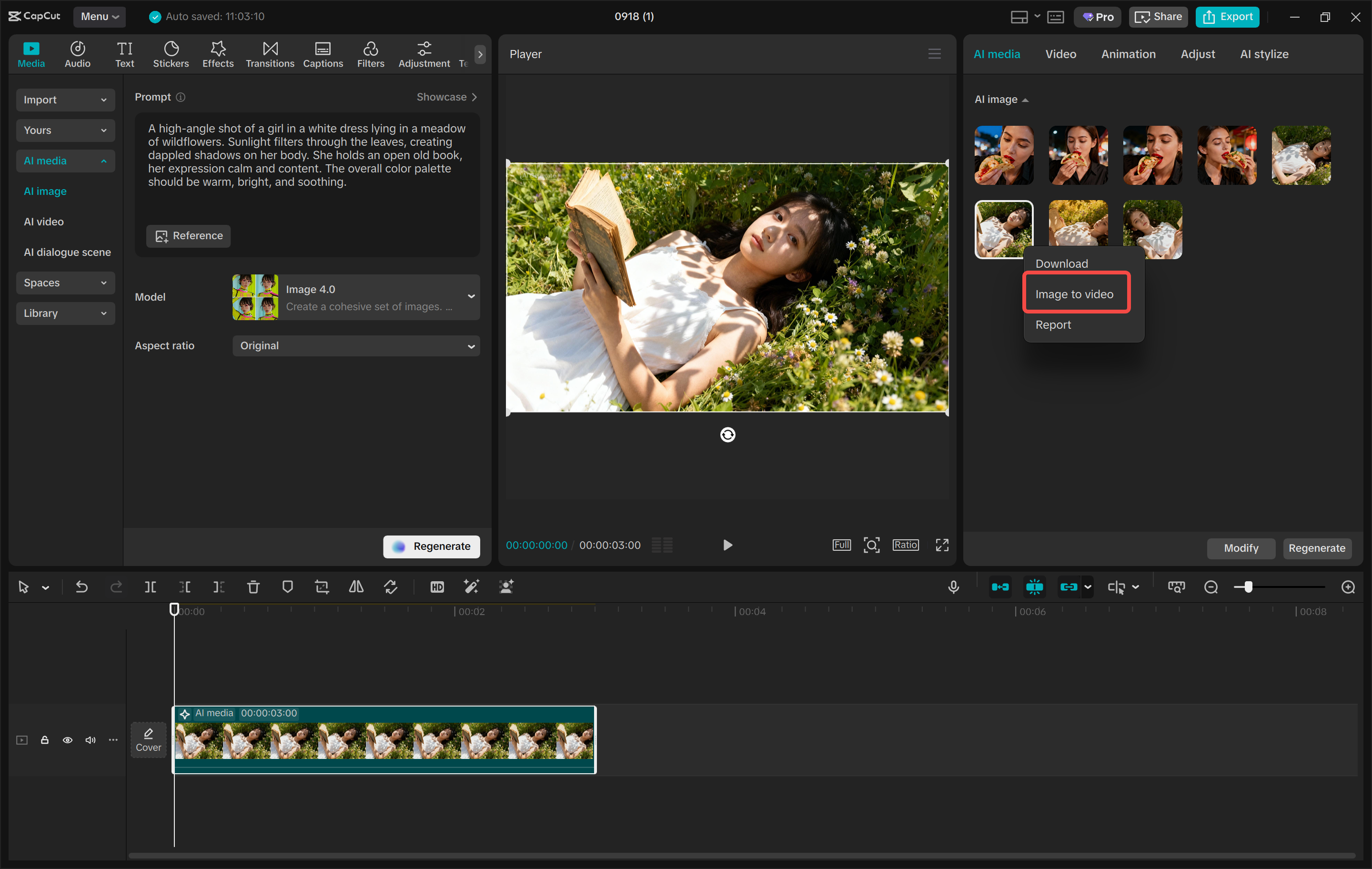 Crearea de imagini cu AI în editorul video CapCut desktop
