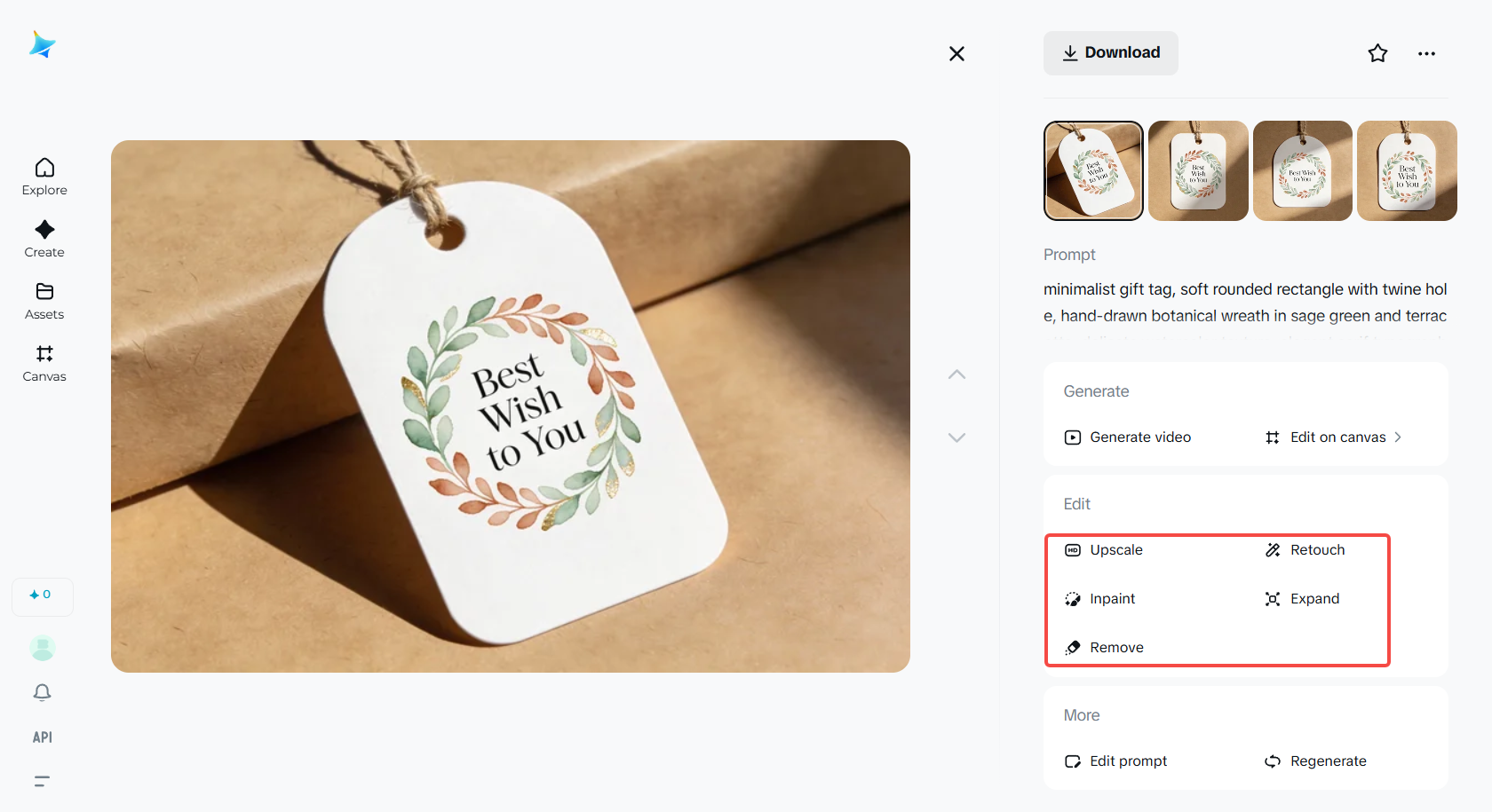 Edit the generated gift tag