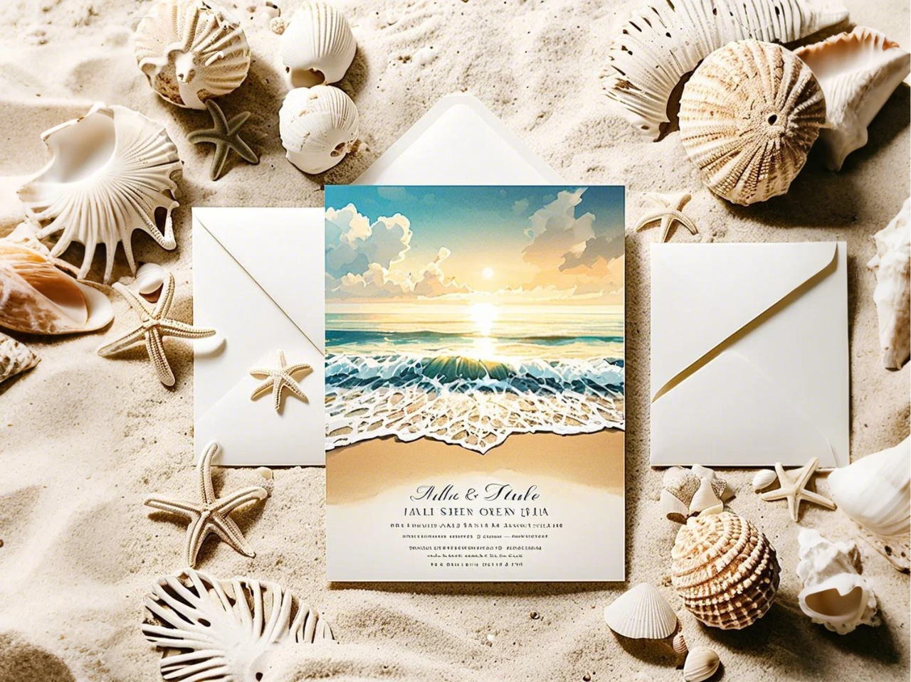 Beach wedding invitation