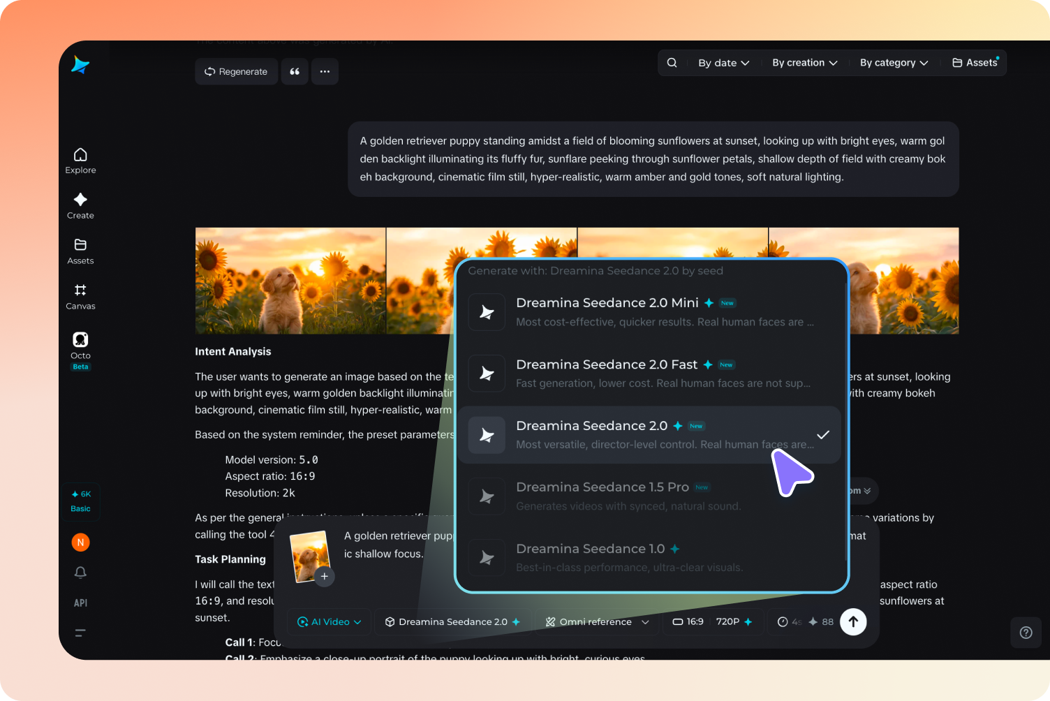 Open the video generator and generate 