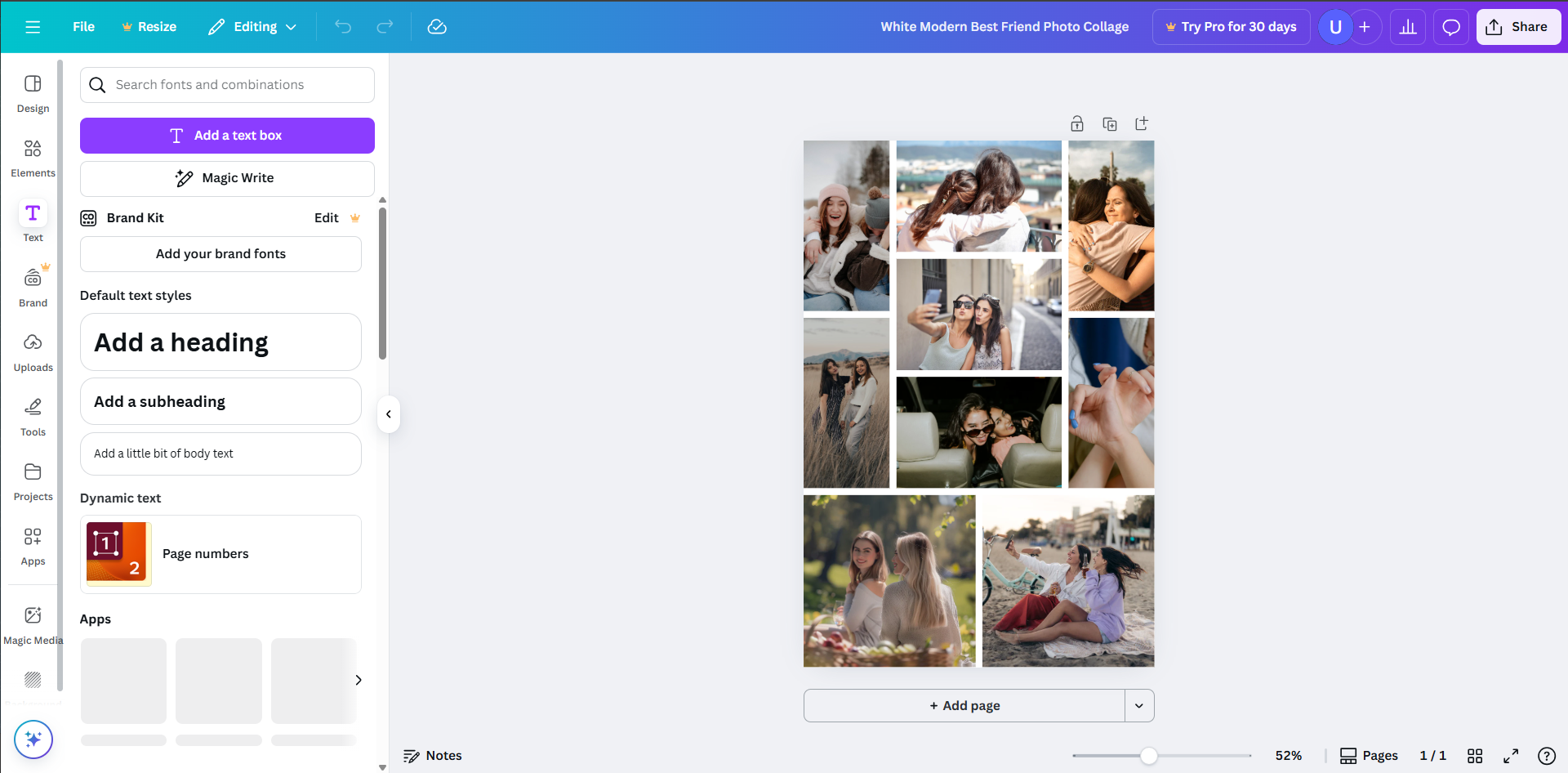 Customizing the Canva photo collage