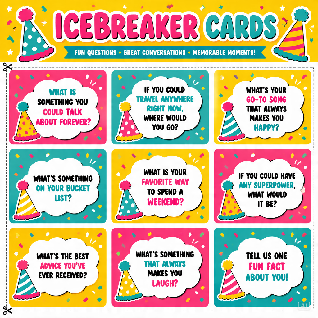 Party icebreaker card design generated by Pippit