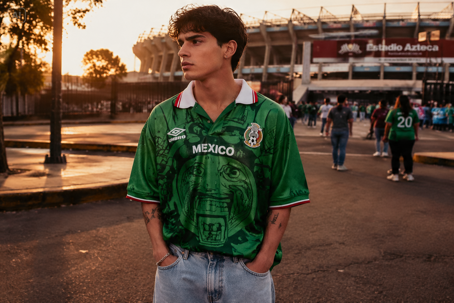 Tappning Mexiko Fotboll Jersey Street Foto