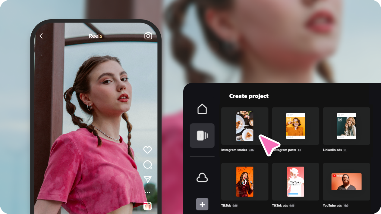 Usar um modelo de vídeo 9:16 de Reels para Instagram