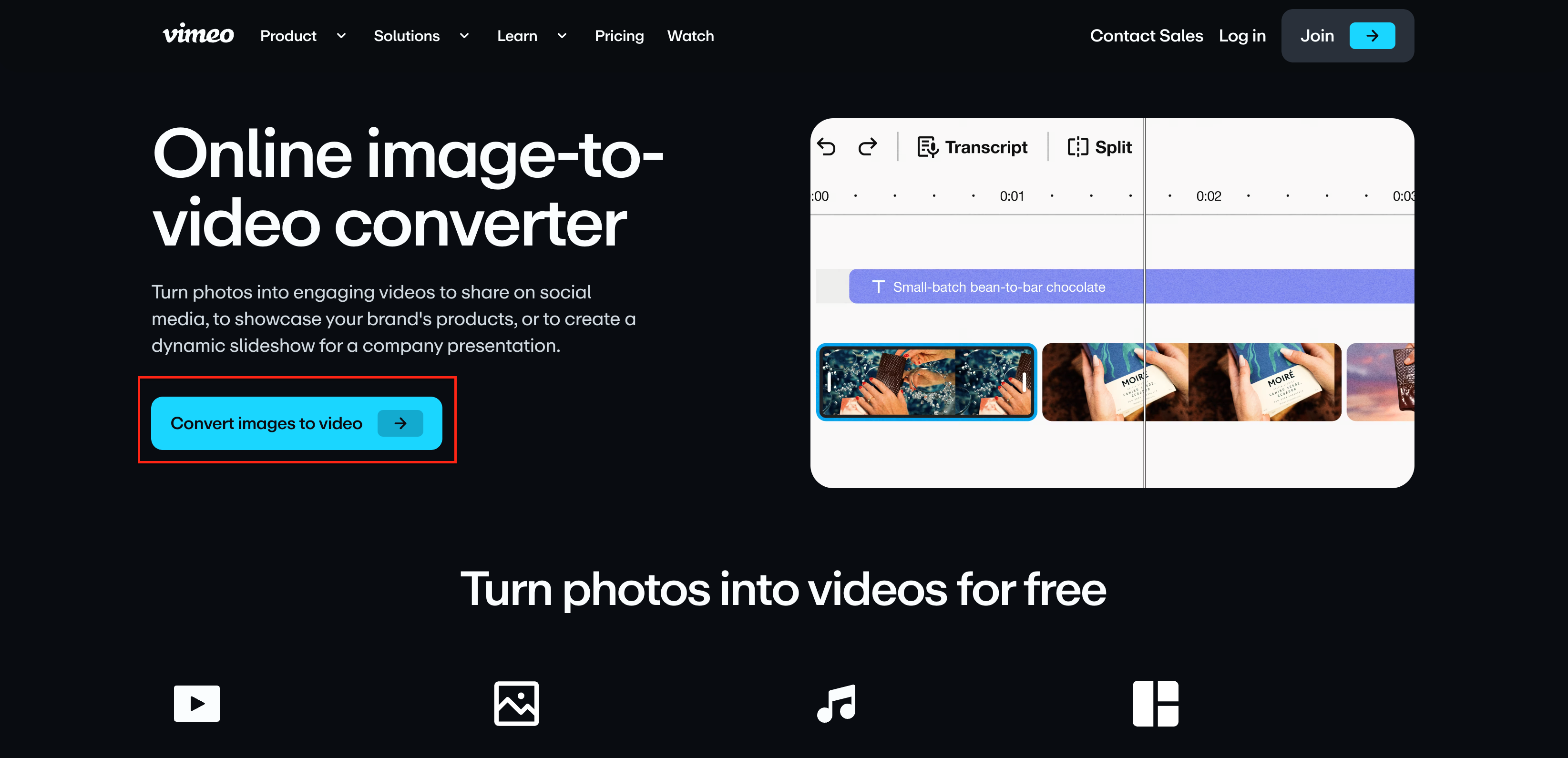 Vimeo-Homepage für animierte Gemälde