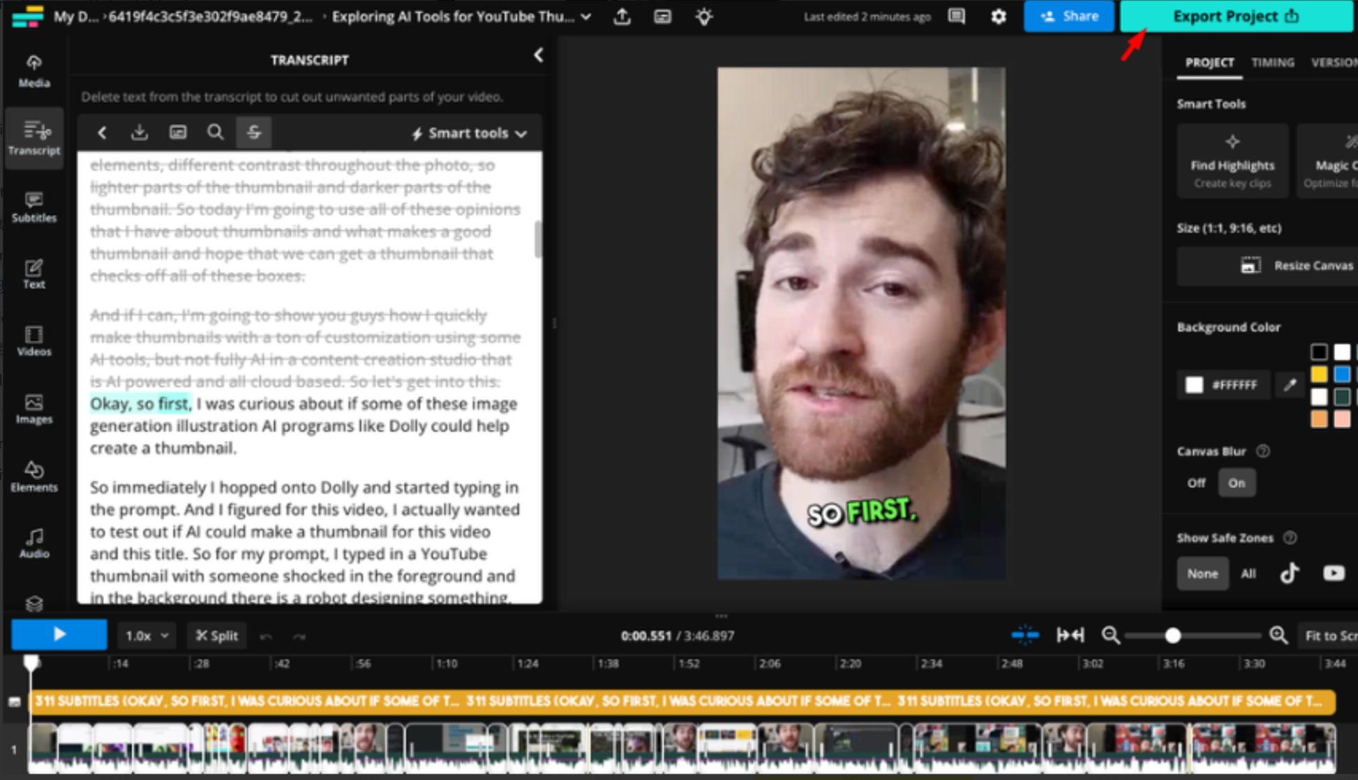 Fertigstellung der Medien in Kapwing Video Editor