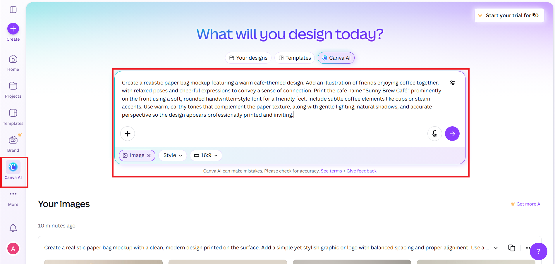Use Canva AI to make your mockup.