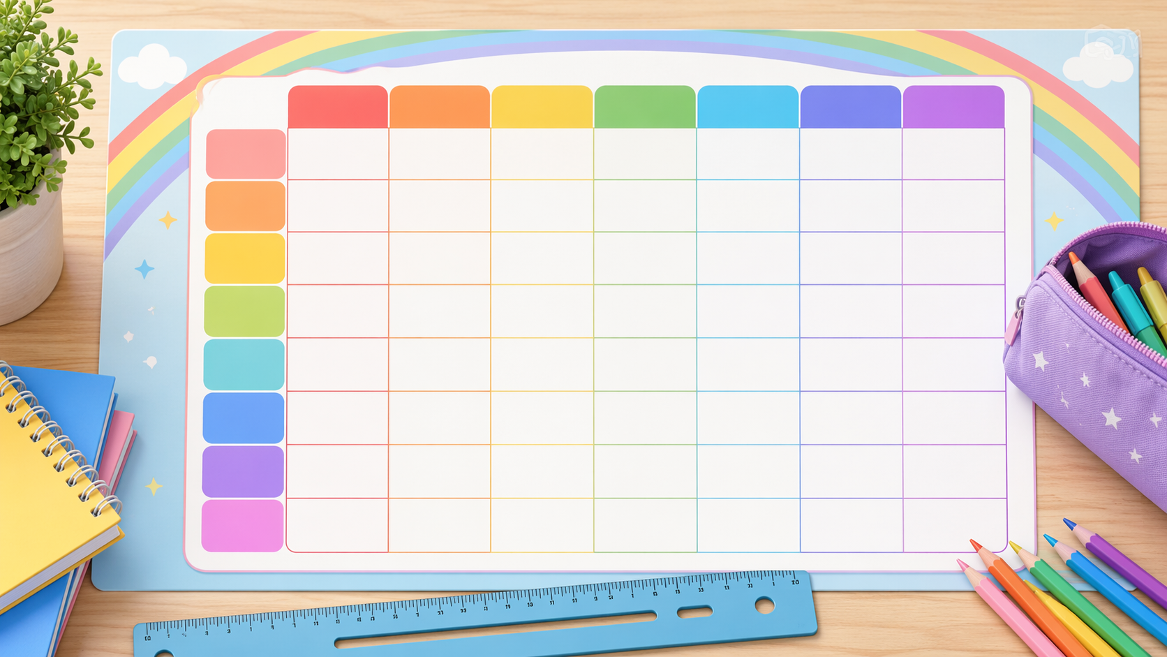 Dreamina Vorlage jadwal pelajaran prompt Beispiel 3: Niedlich Klassenzimmer Zeitplan