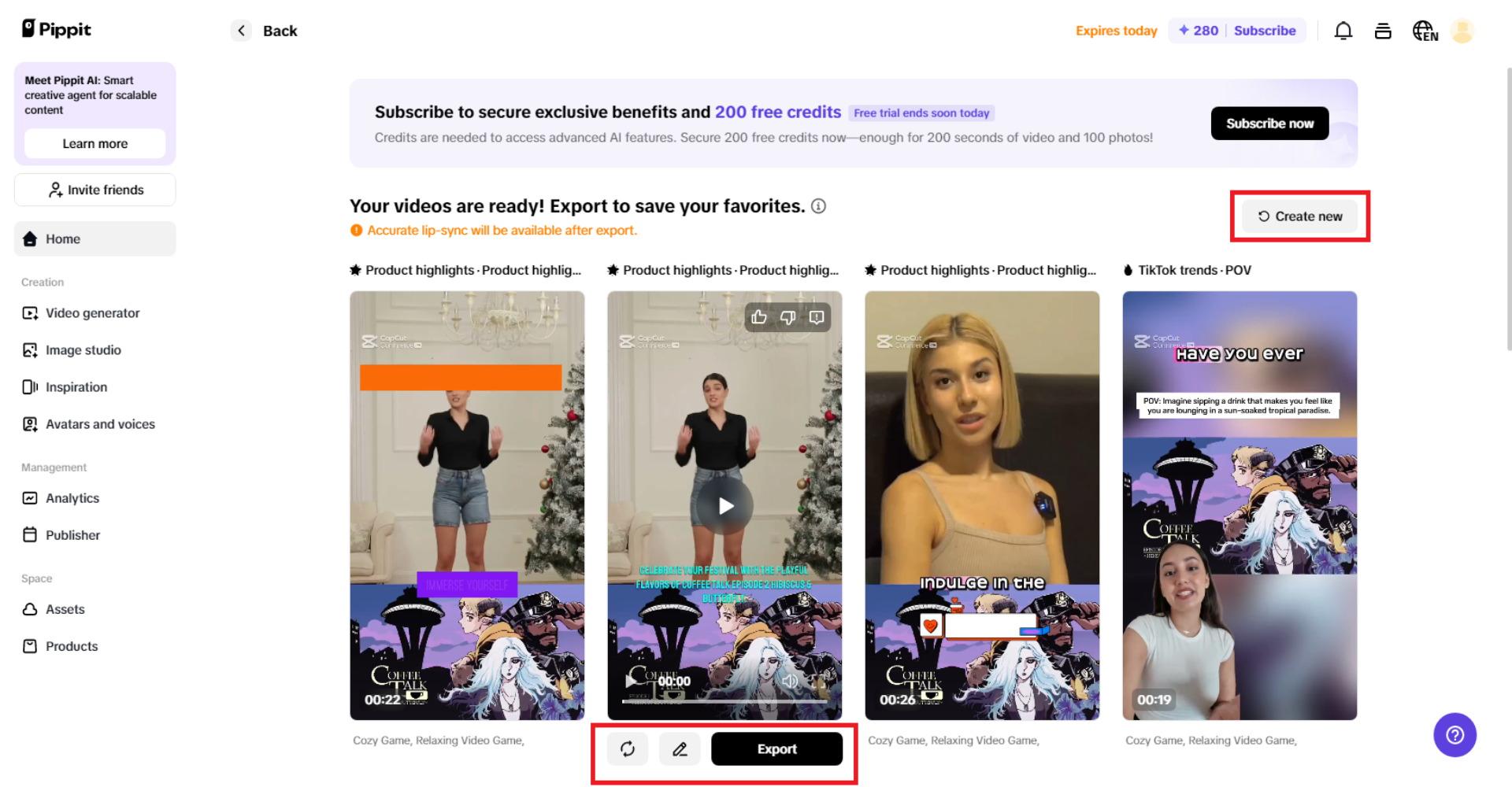 Escolha seu vídeo gerado